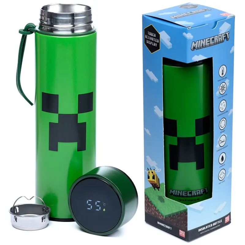 Minecraft thermos stainless steel bottle with thermometer 450ml termékfotó