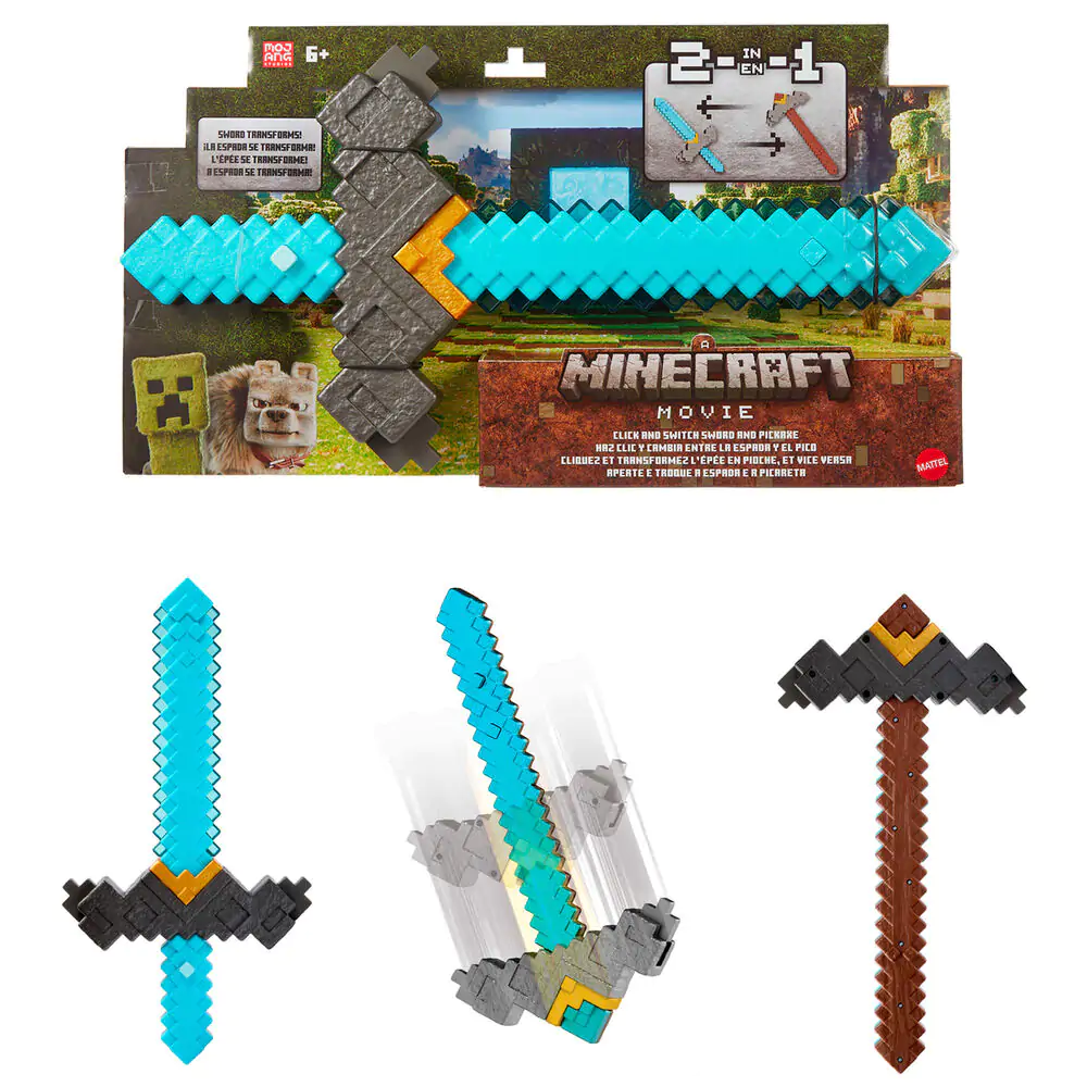 Minecraft The Movie Transformable Sword Pickaxe product photo