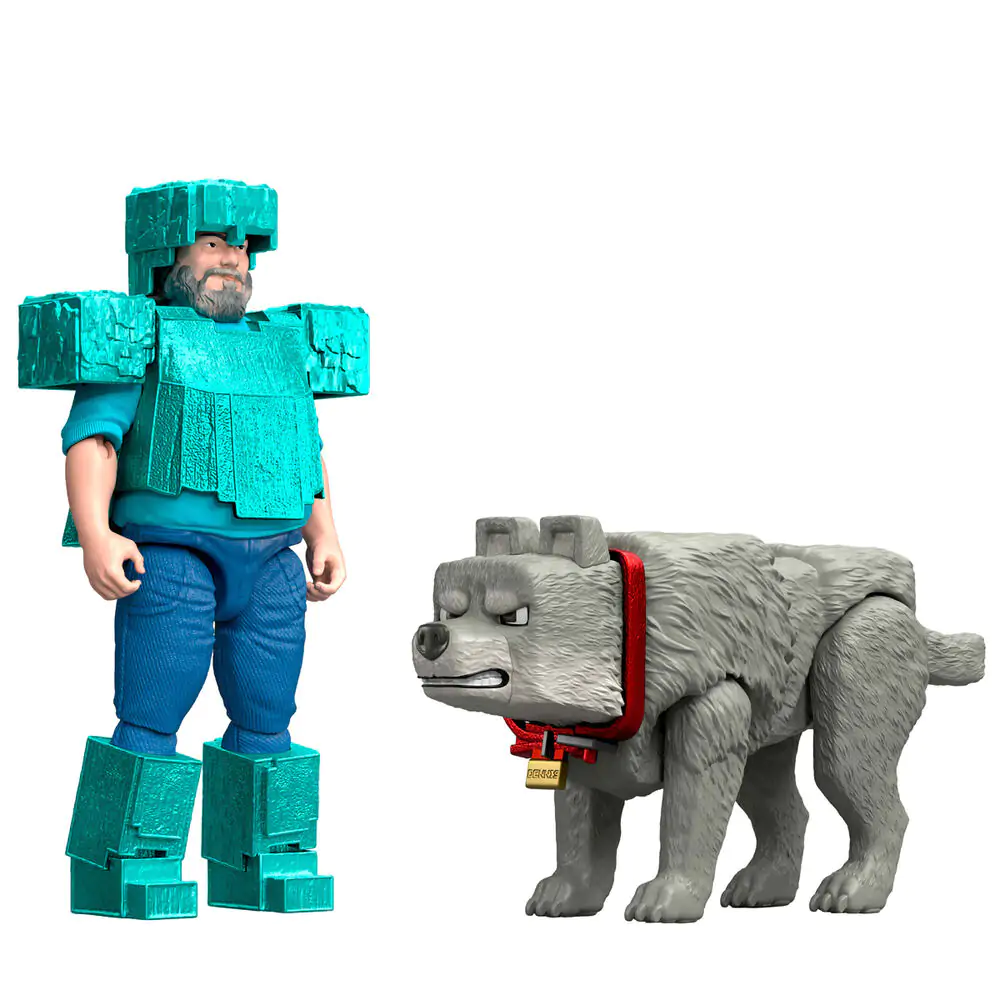 Minecraft The Movie Steve & Wolf set 2 figures product photo