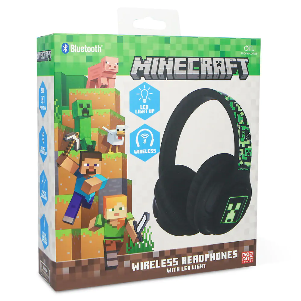 Minecraft wireless LED headphones product photo