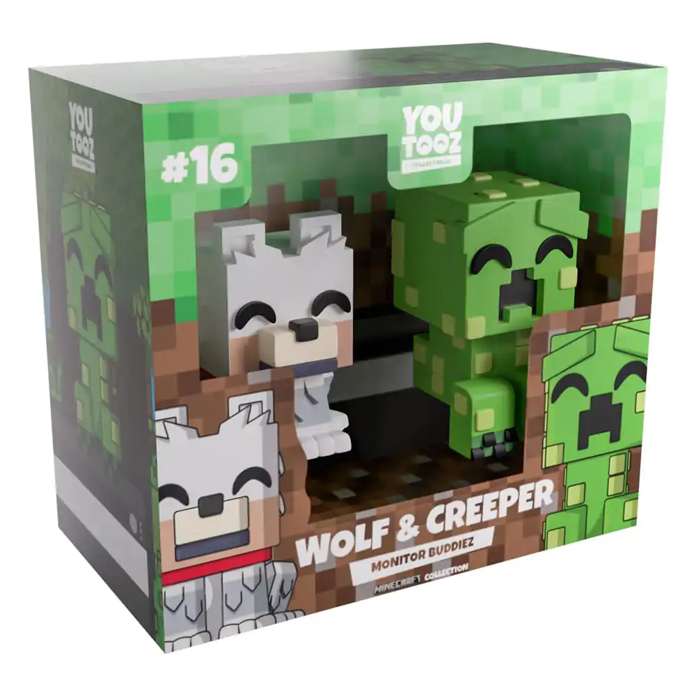 Minecraft Vinyl Figures Wolf and Creeper Monitor Buddiez product photo