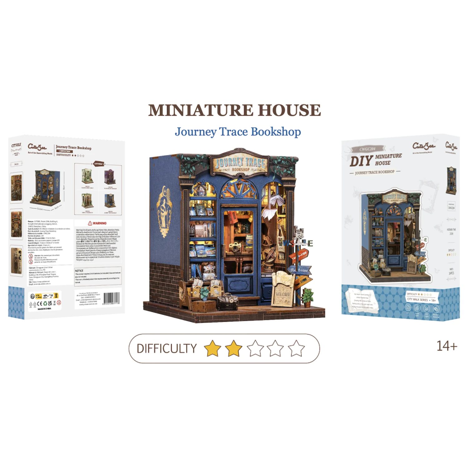 MINIATURE HOUSE DIY Journey Trace Bookshop 241 db + LED Light construction set product photo