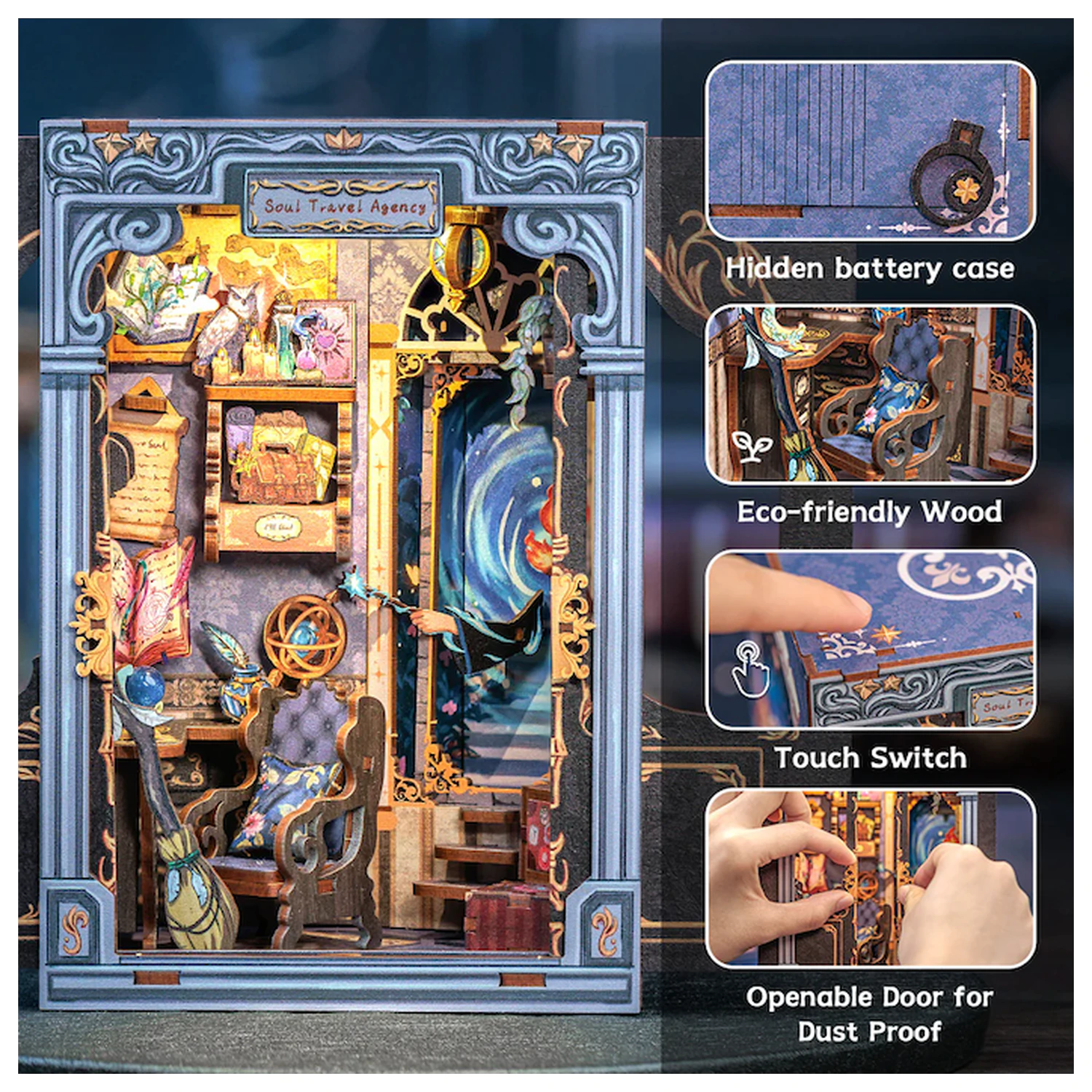 MINIATURE HOUSE DIY Soul Travel Agency 97pc + LED Light construction set product photo