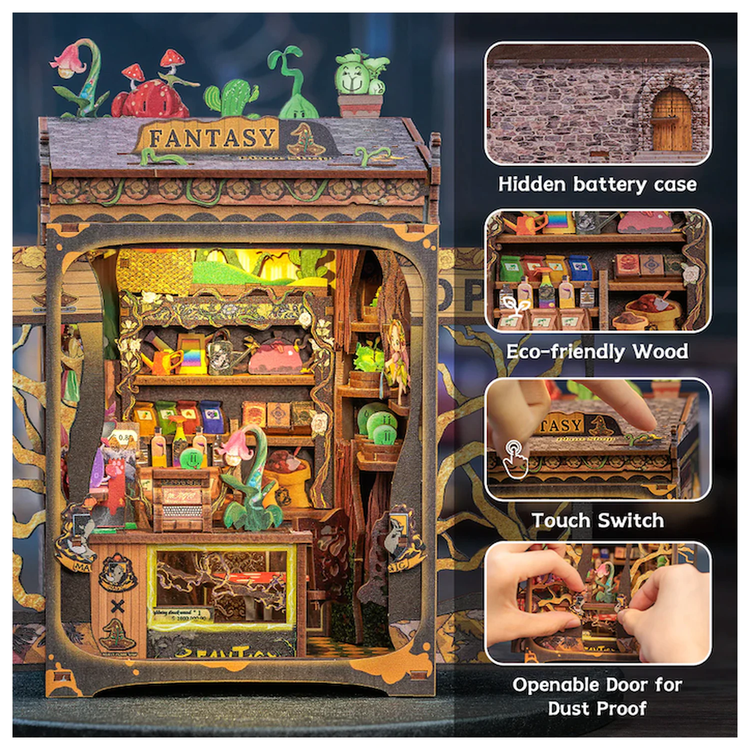 MINIATURE HOUSE DIY Fantasy Plant Shop 146pc + LED Light construction set product photo