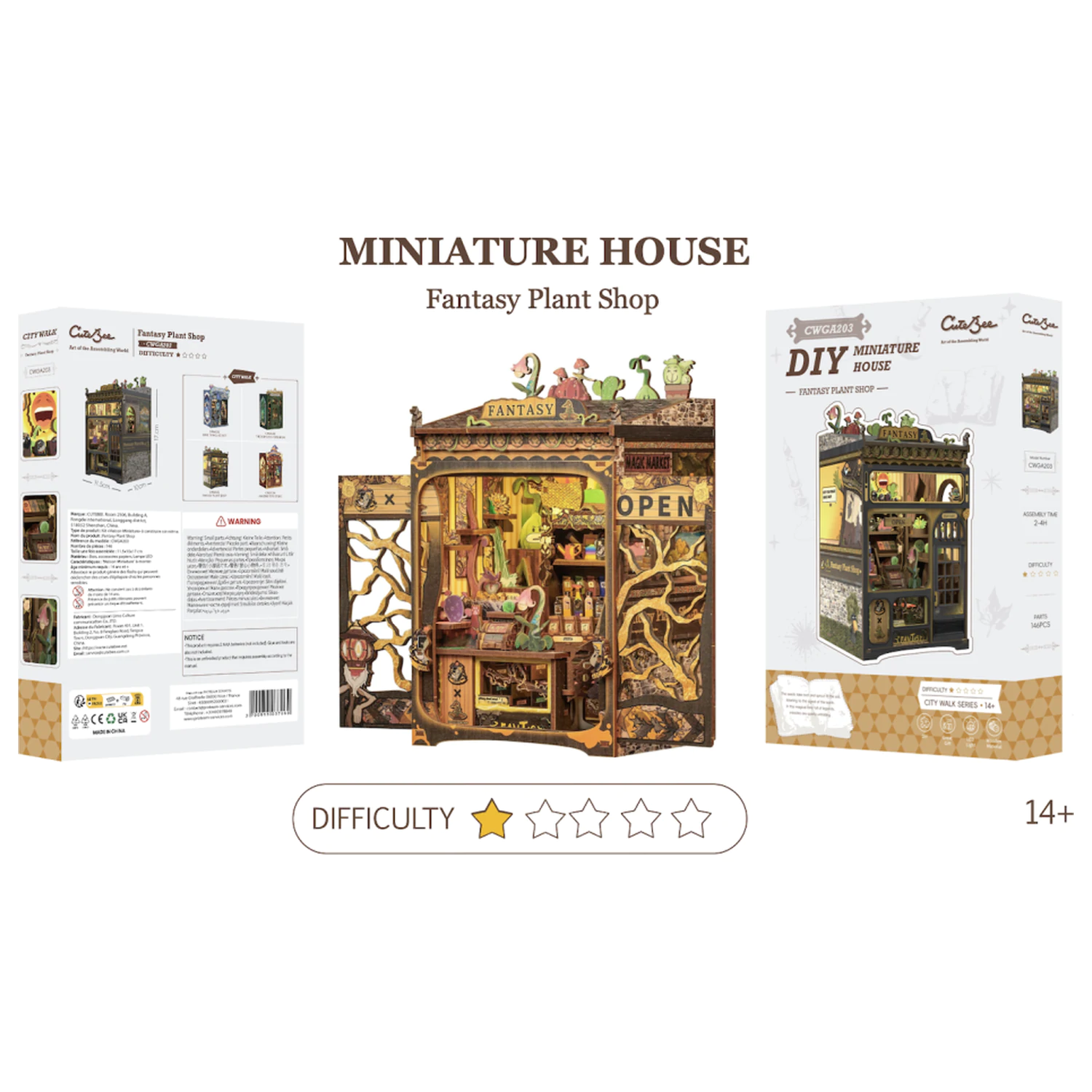 MINIATURE HOUSE DIY Fantasy Plant Shop 146pc + LED Light construction set product photo