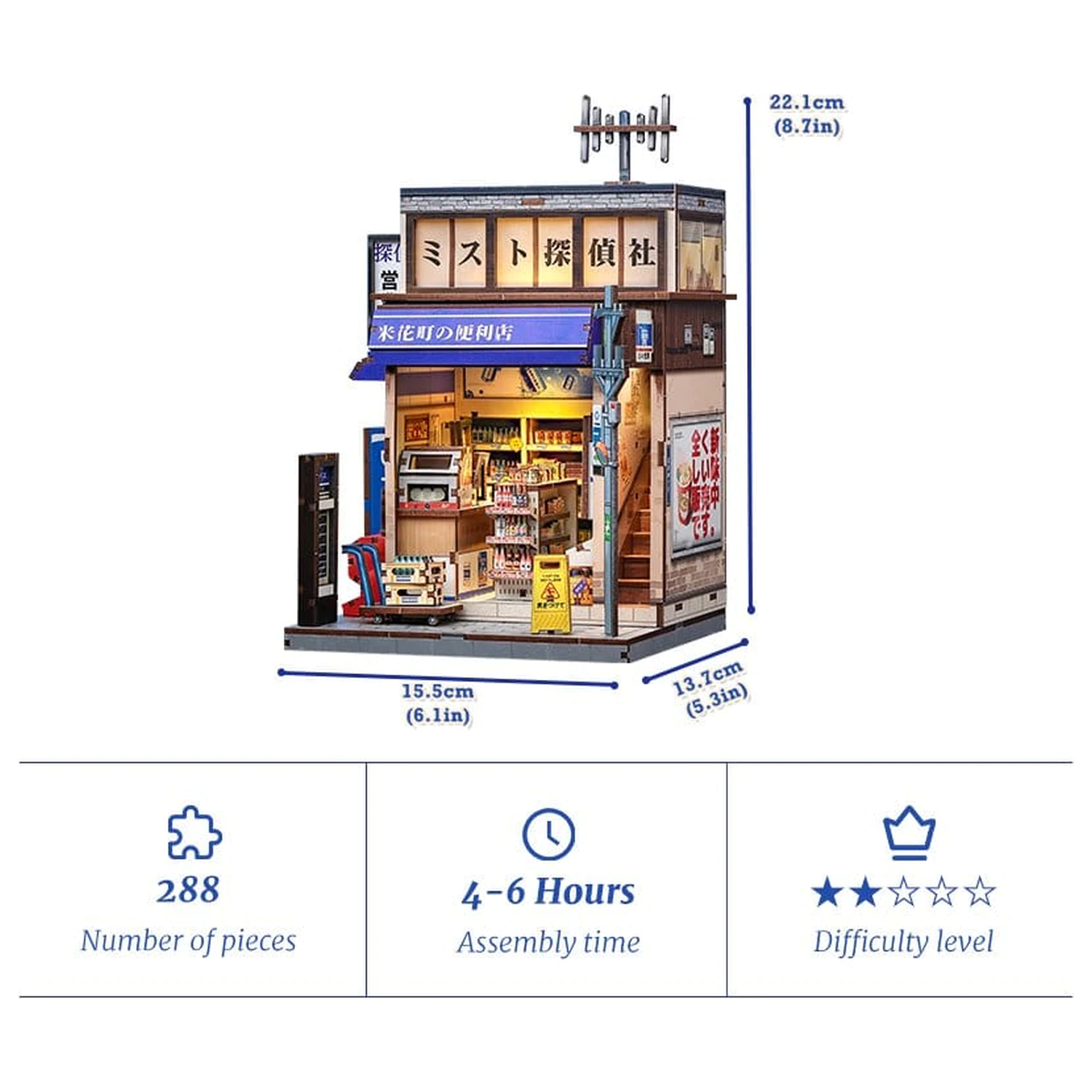 Miniature House Model Kit Beika-cho Convenience Store 22 x 15 cm   product photo