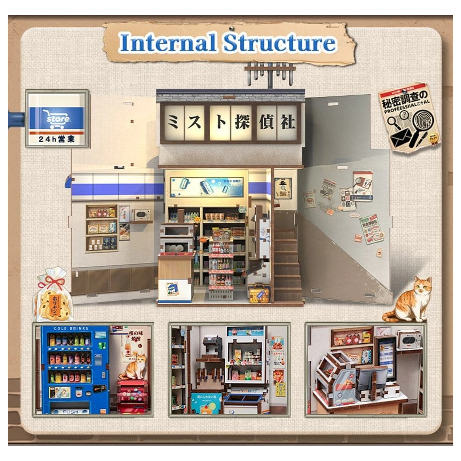 Miniature House Model Kit Beika-cho Convenience Store 22 x 15 cm   product photo