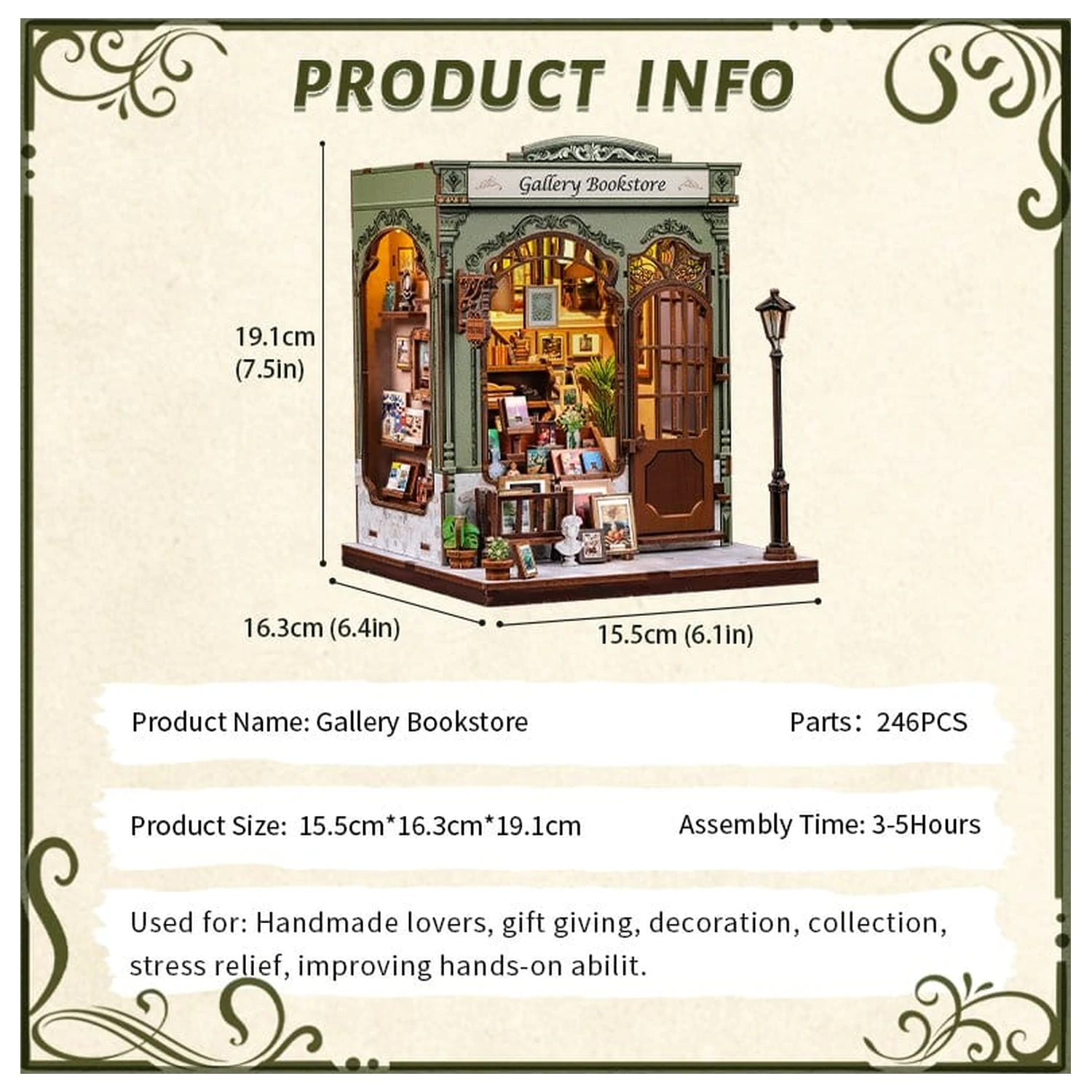 Miniature House Model Kit Gallery Bookstore 20 x 16 cm   product photo