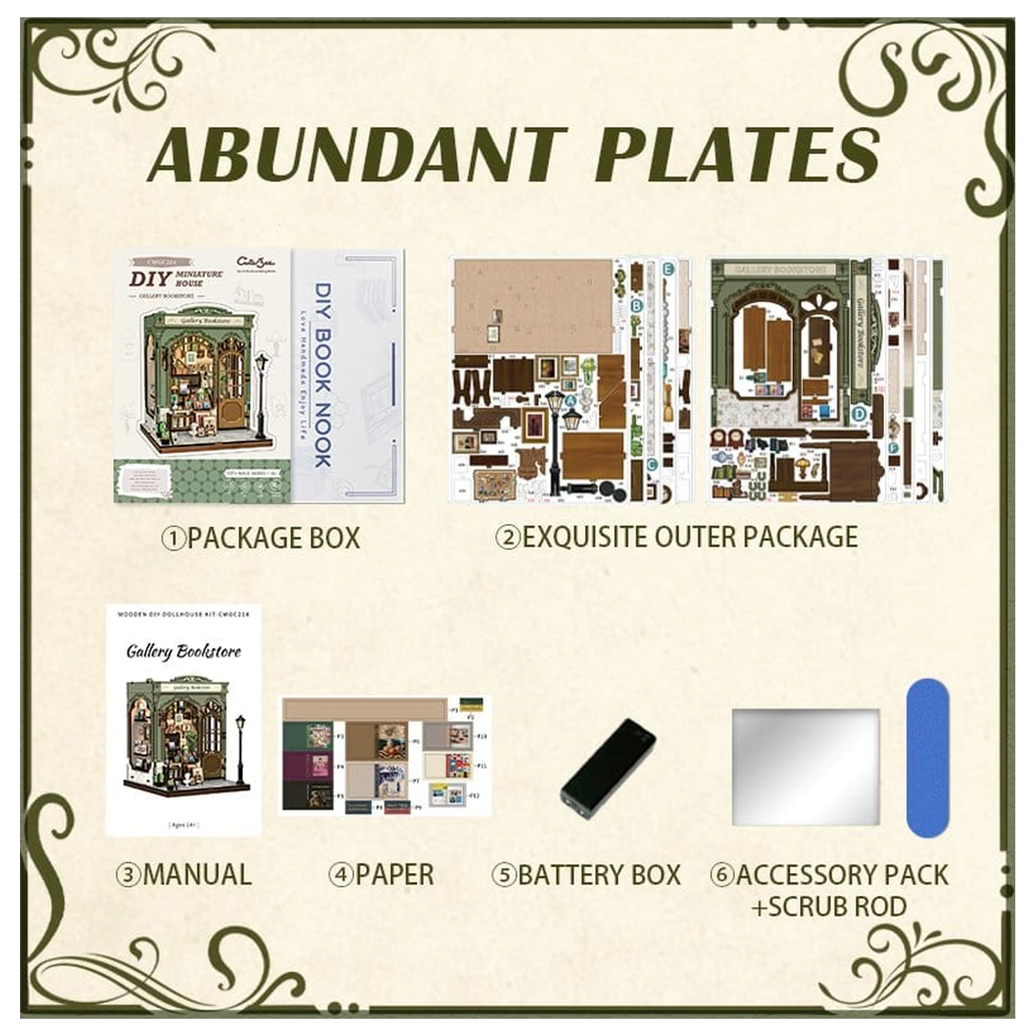 Miniature House Model Kit Gallery Bookstore 20 x 16 cm   product photo