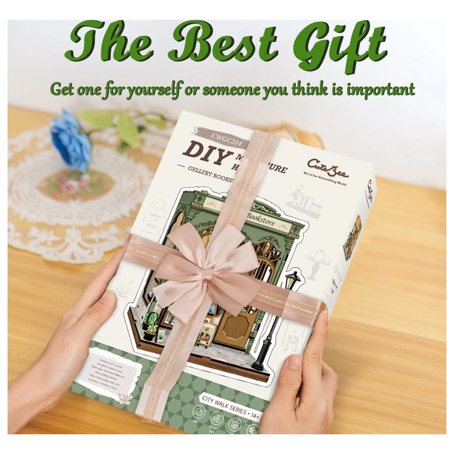 Miniature House Model Kit Gallery Bookstore 20 x 16 cm   product photo