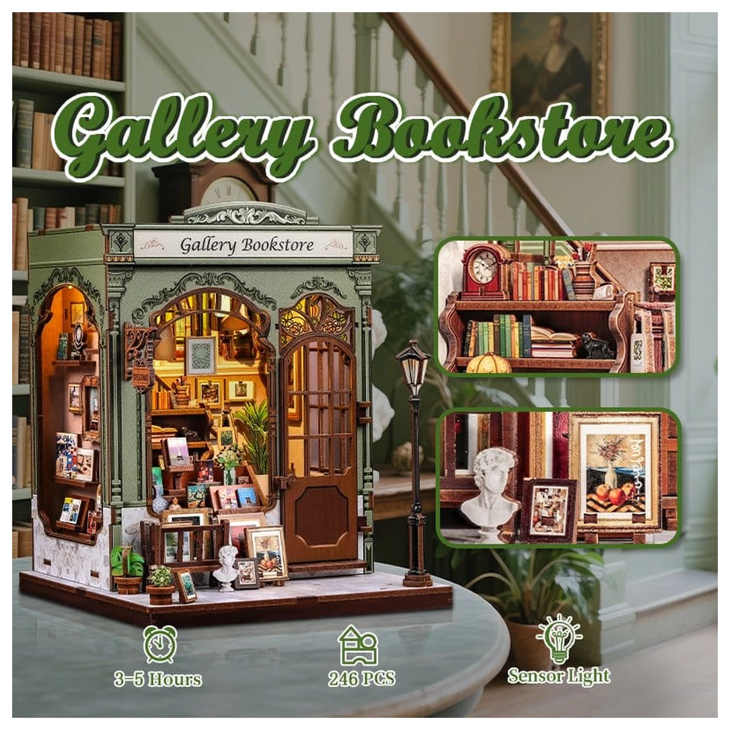 Miniature House Model Kit Gallery Bookstore 20 x 16 cm   product photo