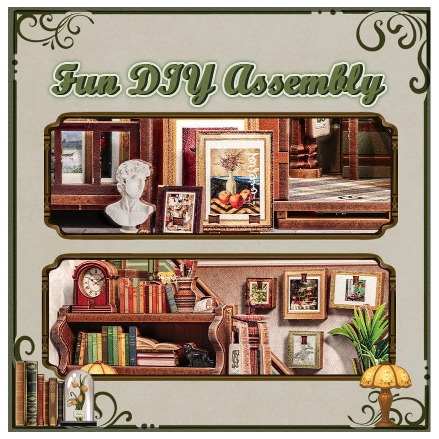 Miniature House Model Kit Gallery Bookstore 20 x 16 cm   product photo