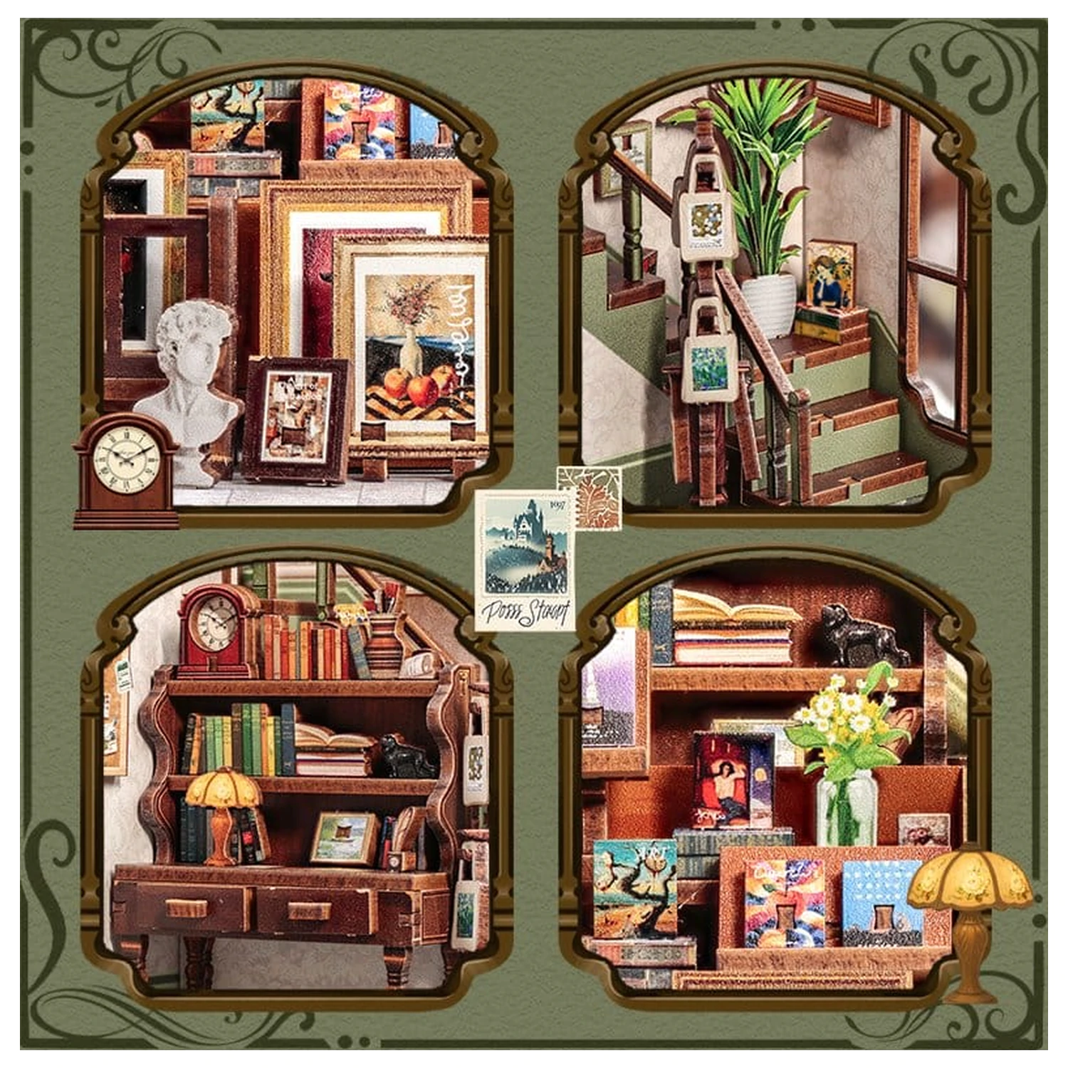 Miniature House Model Kit Gallery Bookstore 20 x 16 cm   product photo