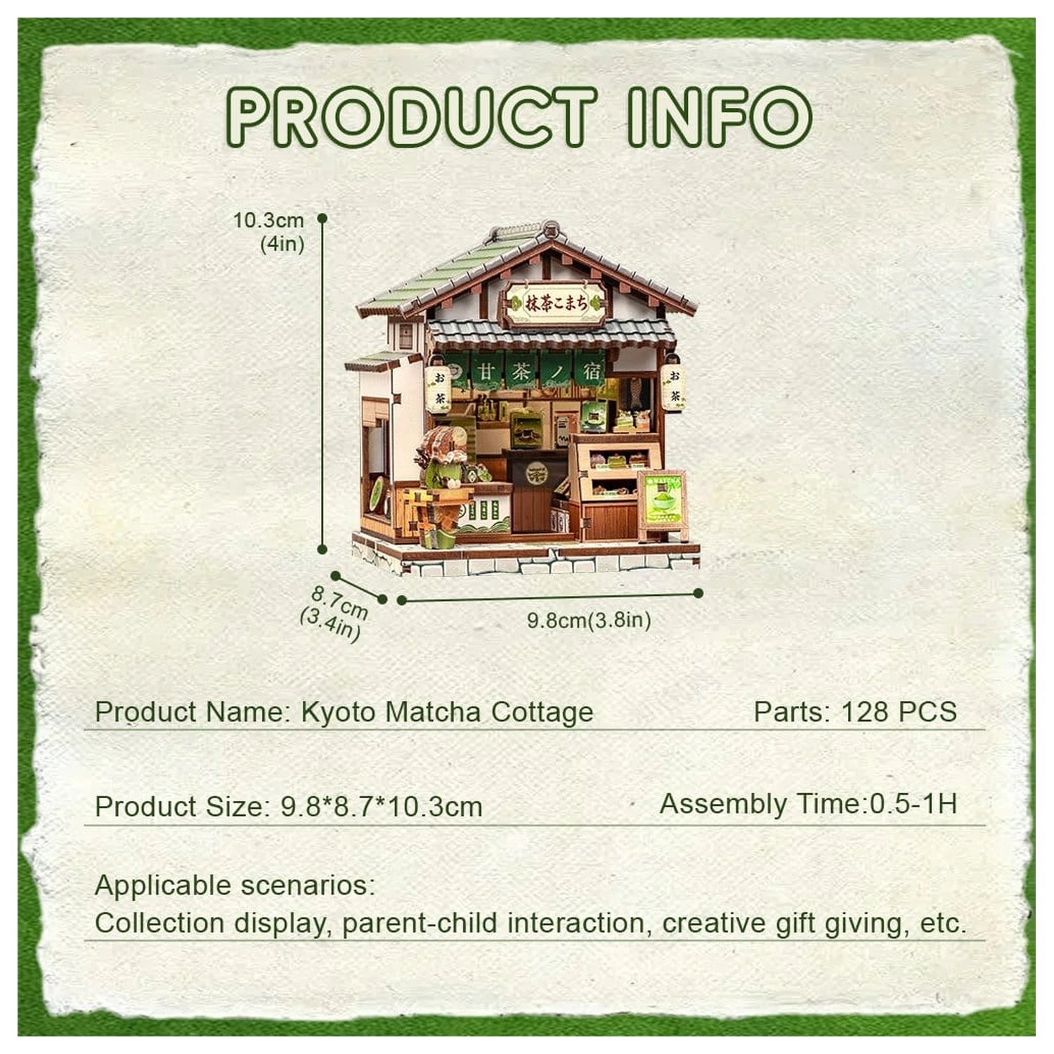 Miniature House Model Kit Kyoto Matcha Cottage 11 x 9 cm product photo