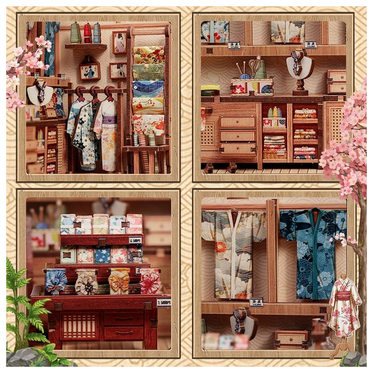 Miniature House Model Kit Sakura O Kimono Shop 19 x 14 cm   product photo