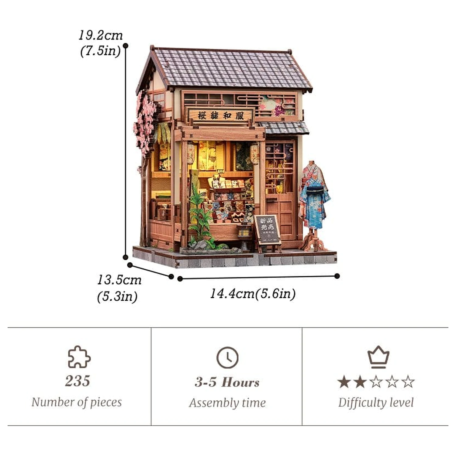 Miniature House Model Kit Sakura O Kimono Shop 19 x 14 cm   product photo
