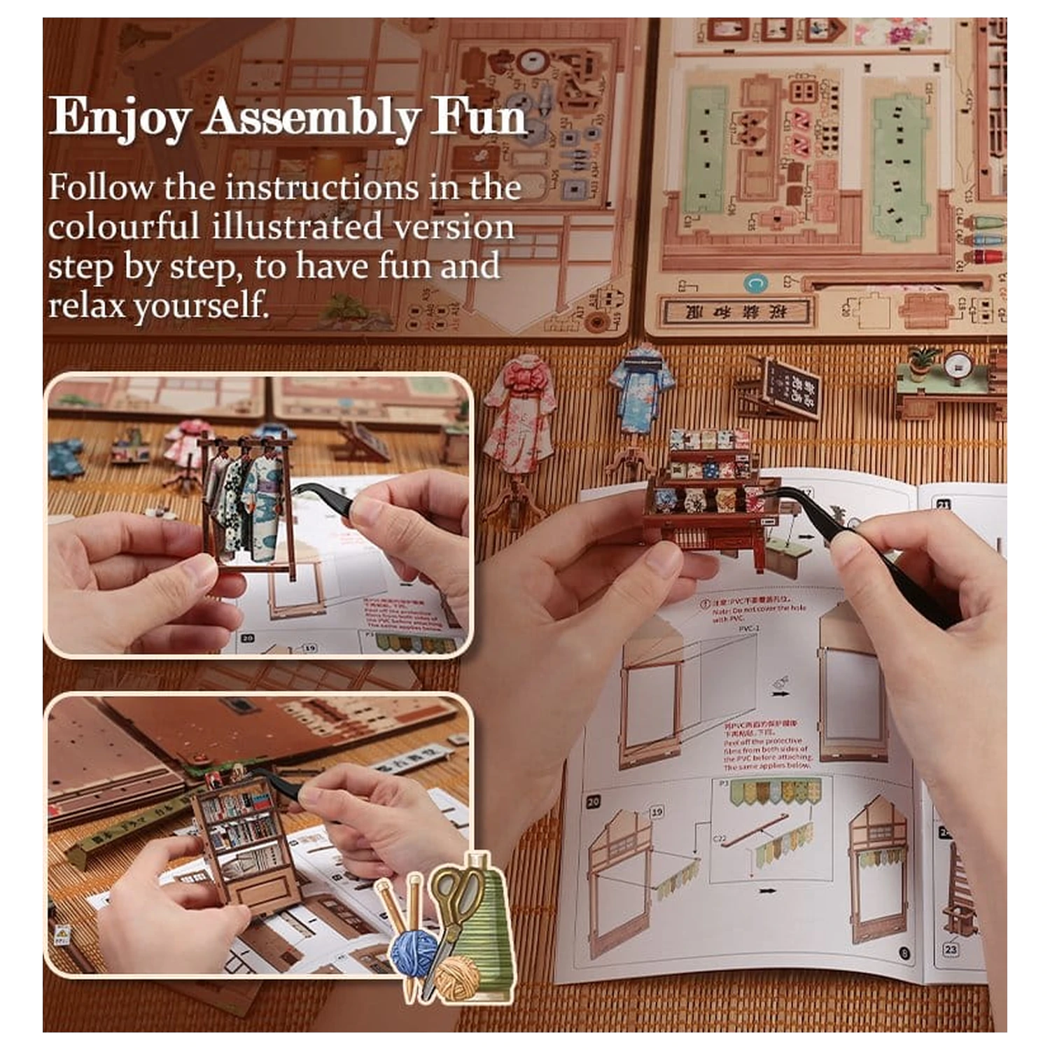 Miniature House Model Kit Sakura O Kimono Shop 19 x 14 cm   product photo