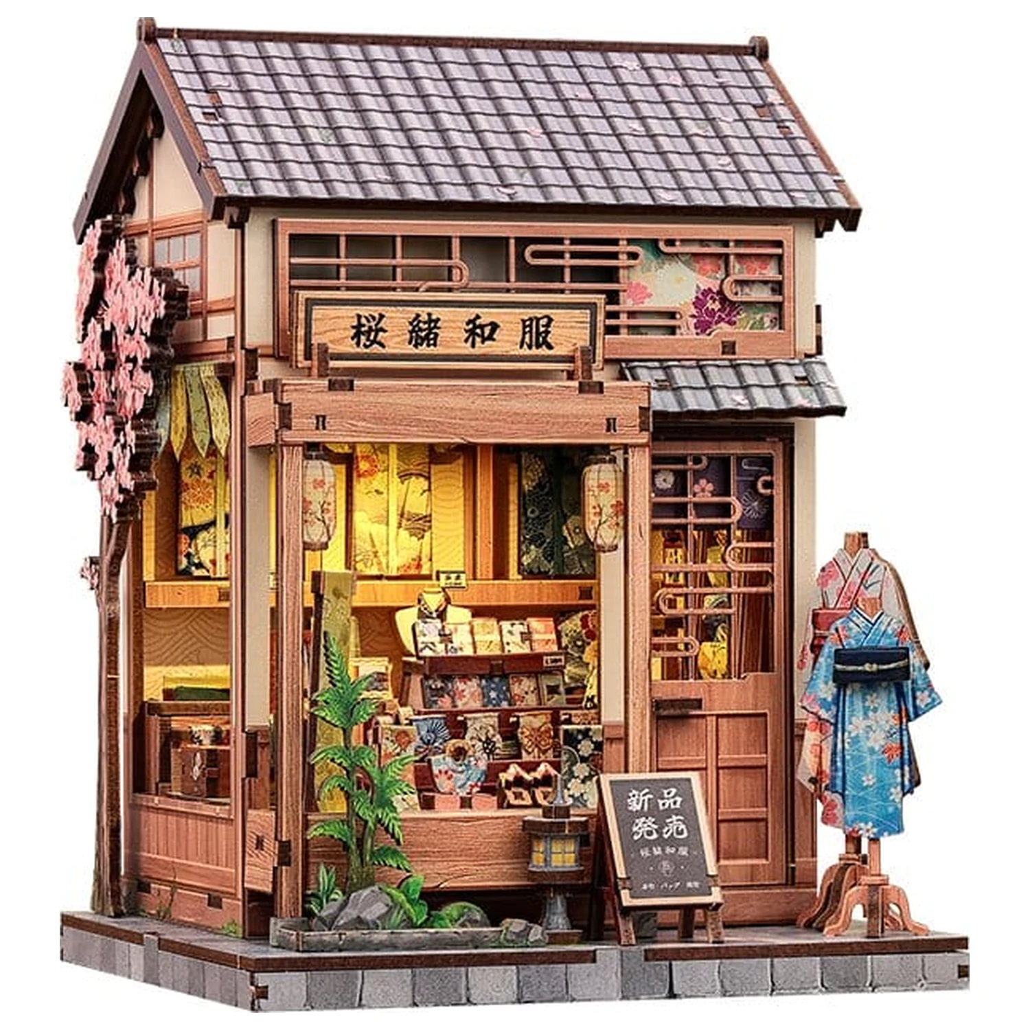 Miniature House Model Kit Sakura O Kimono Shop 19 x 14 cm   product photo
