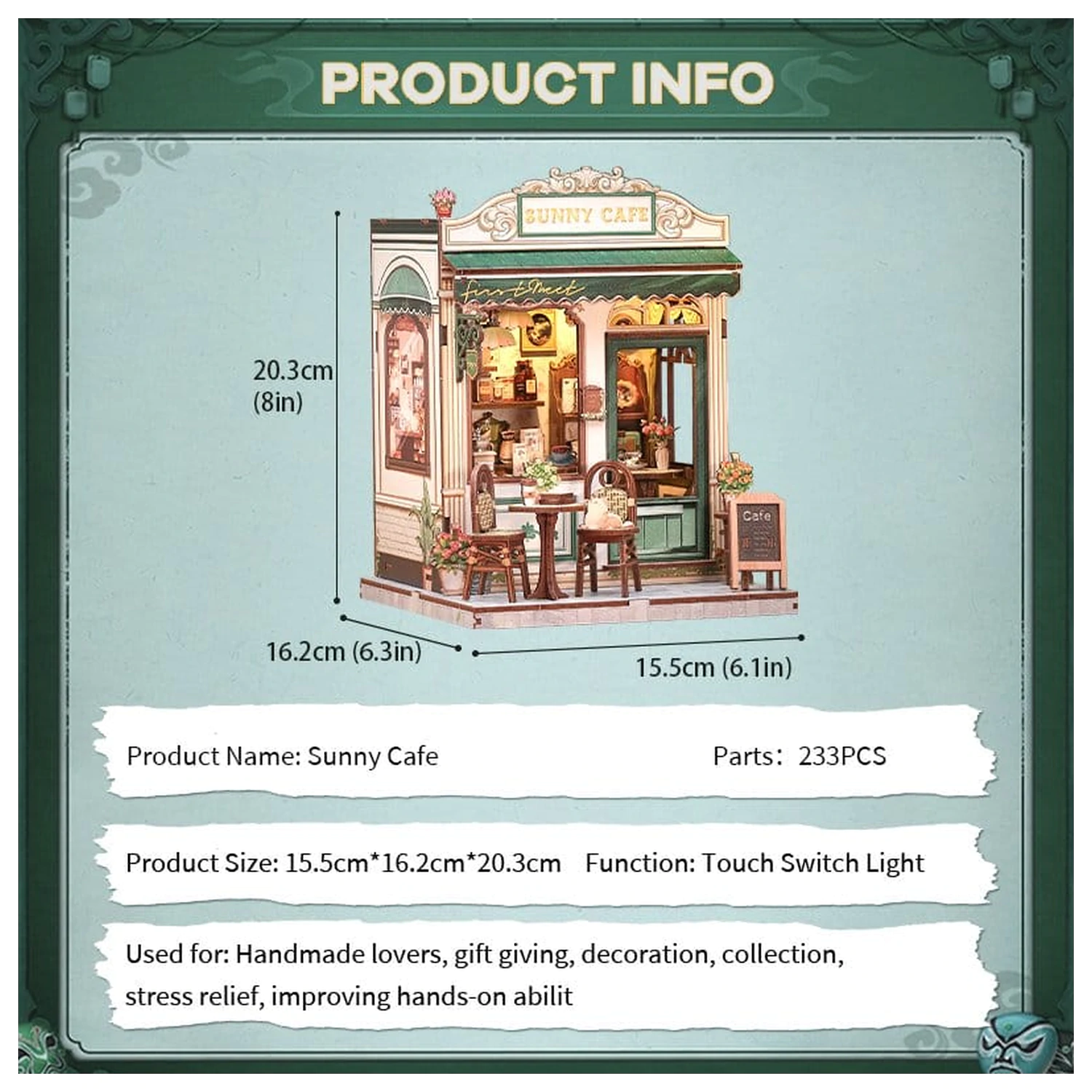 Miniature House Model Kit Sunny Cafe 20 x 16 cm   product photo