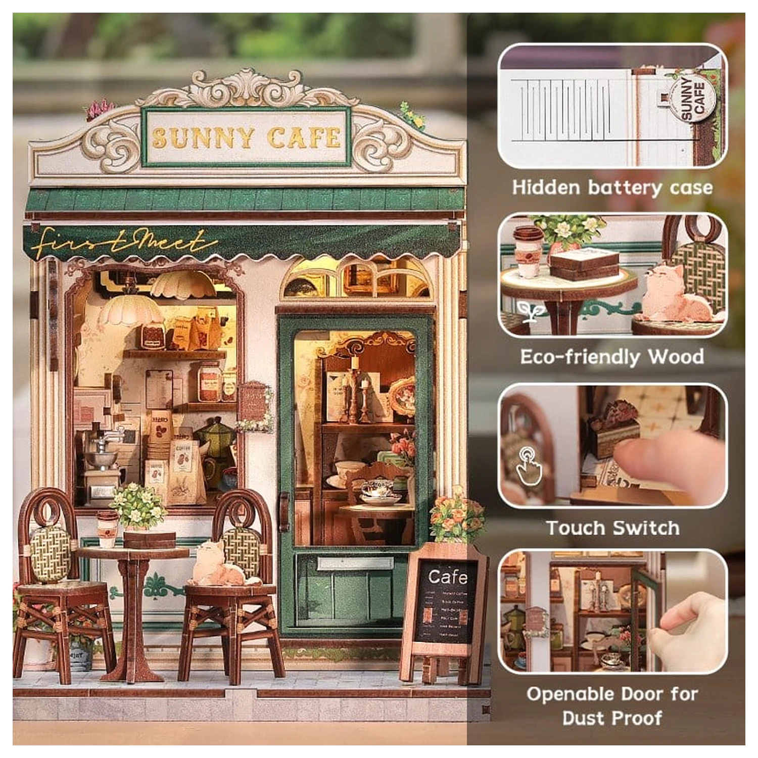 Miniature House Model Kit Sunny Cafe 20 x 16 cm   product photo