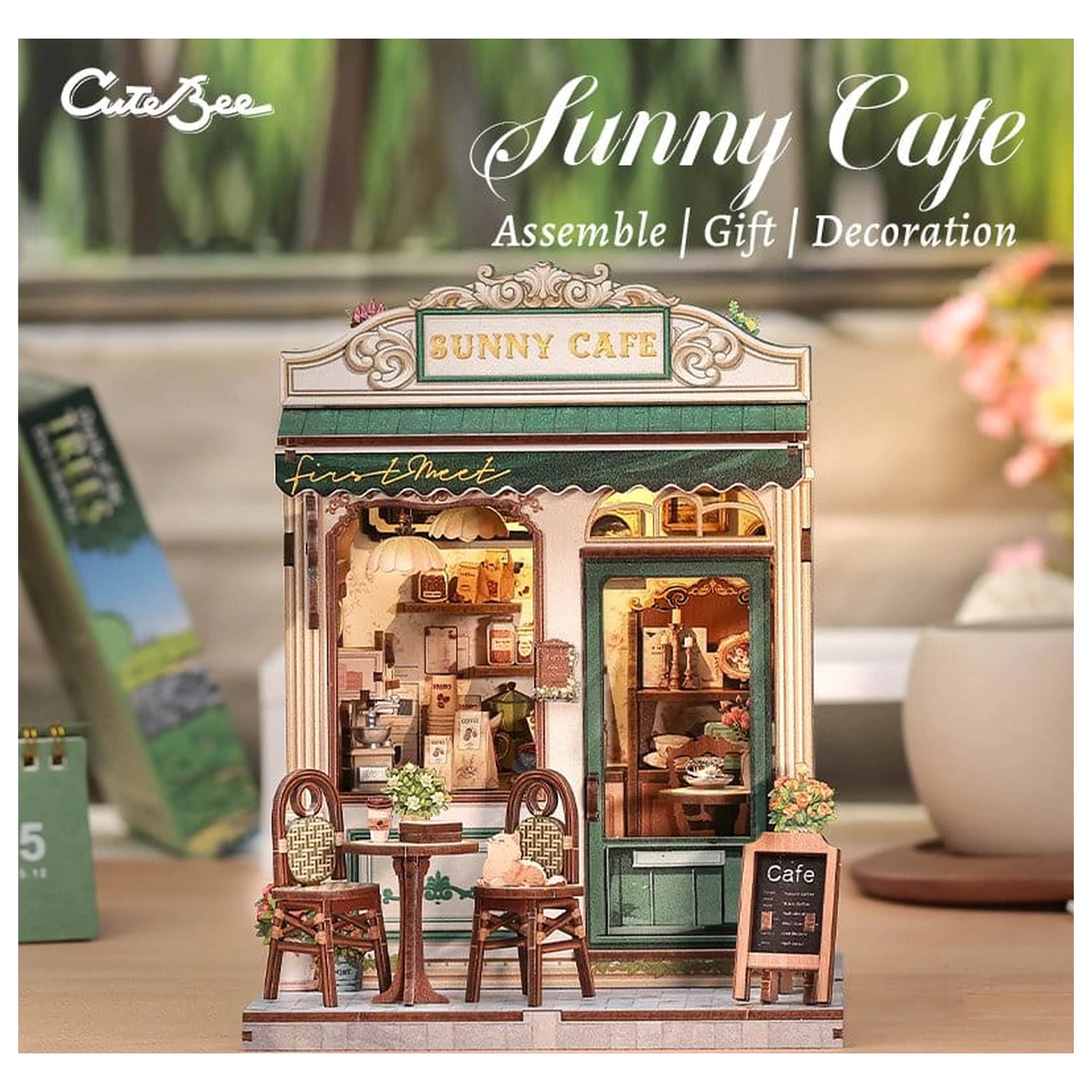 Miniature House Model Kit Sunny Cafe 20 x 16 cm   product photo