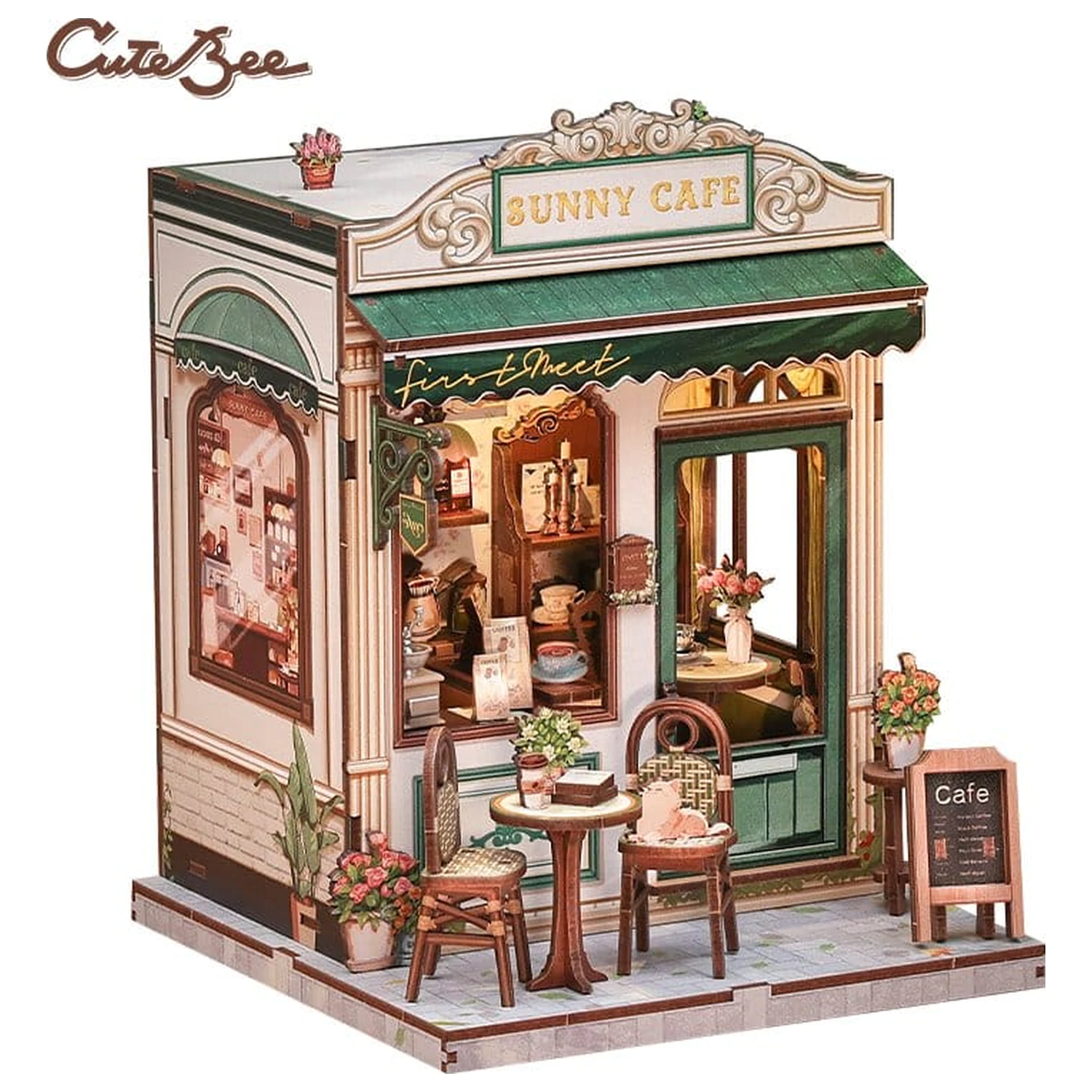 Miniature House Model Kit Sunny Cafe 20 x 16 cm   product photo