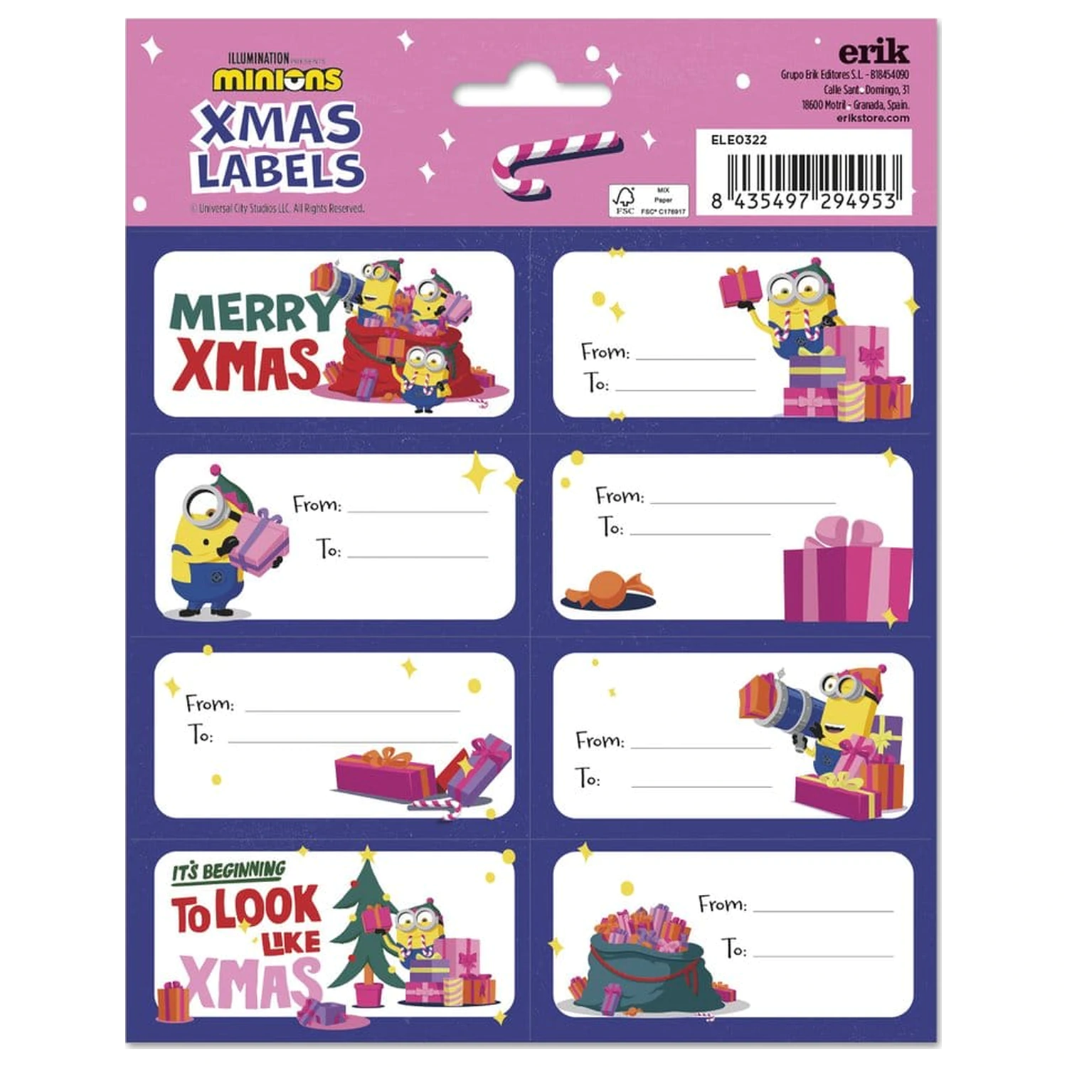 Minions Self-Adhesive Labels Christmas product photo