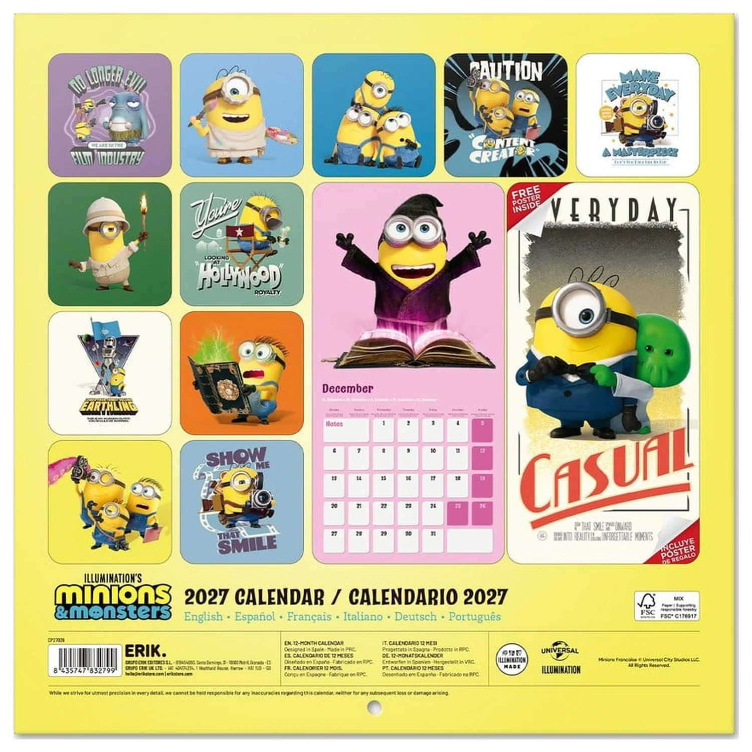 Minions Wall Calendar 2027 30 x 30 cm product photo