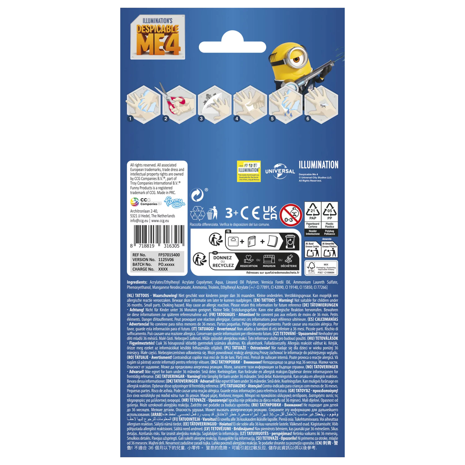 Minions Family Tattoo 12 pcs product photo