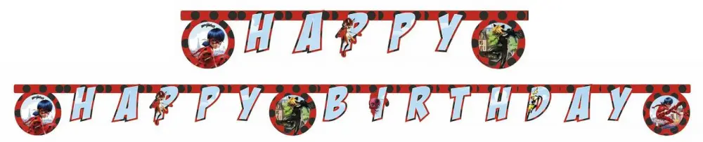 Miraculous Ladybug and Cat Noir Happy Birthday Banner 200 cm product photo