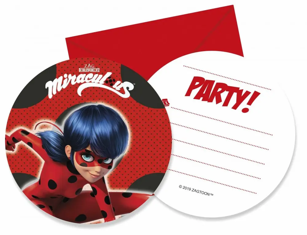 Miraculous Ladybug Invitations 6 pcs product photo