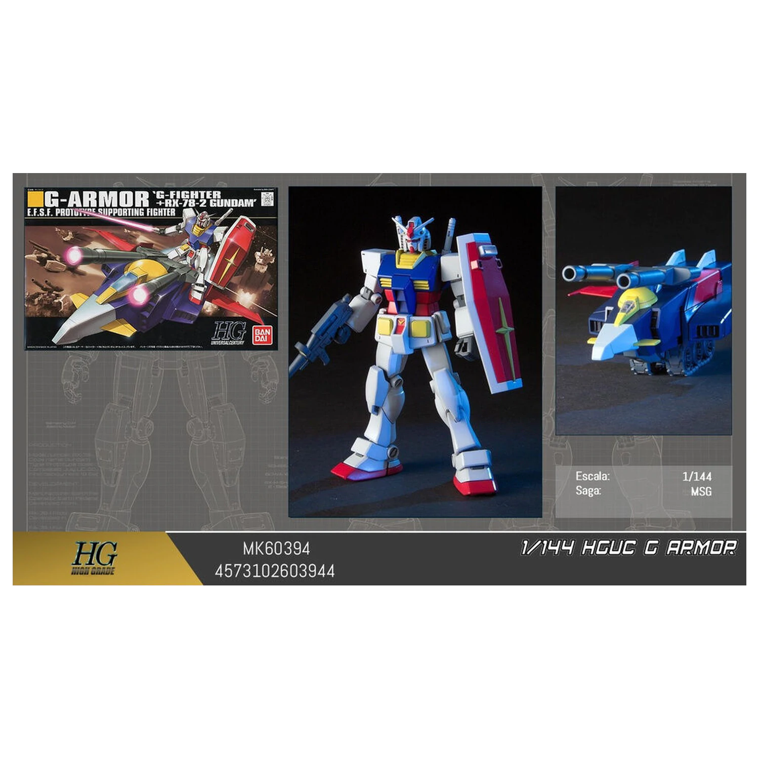Mobile Suit Gundam HGUC 1/144 G-Armor G-Fighter PX-78-2 model kit figure product photo