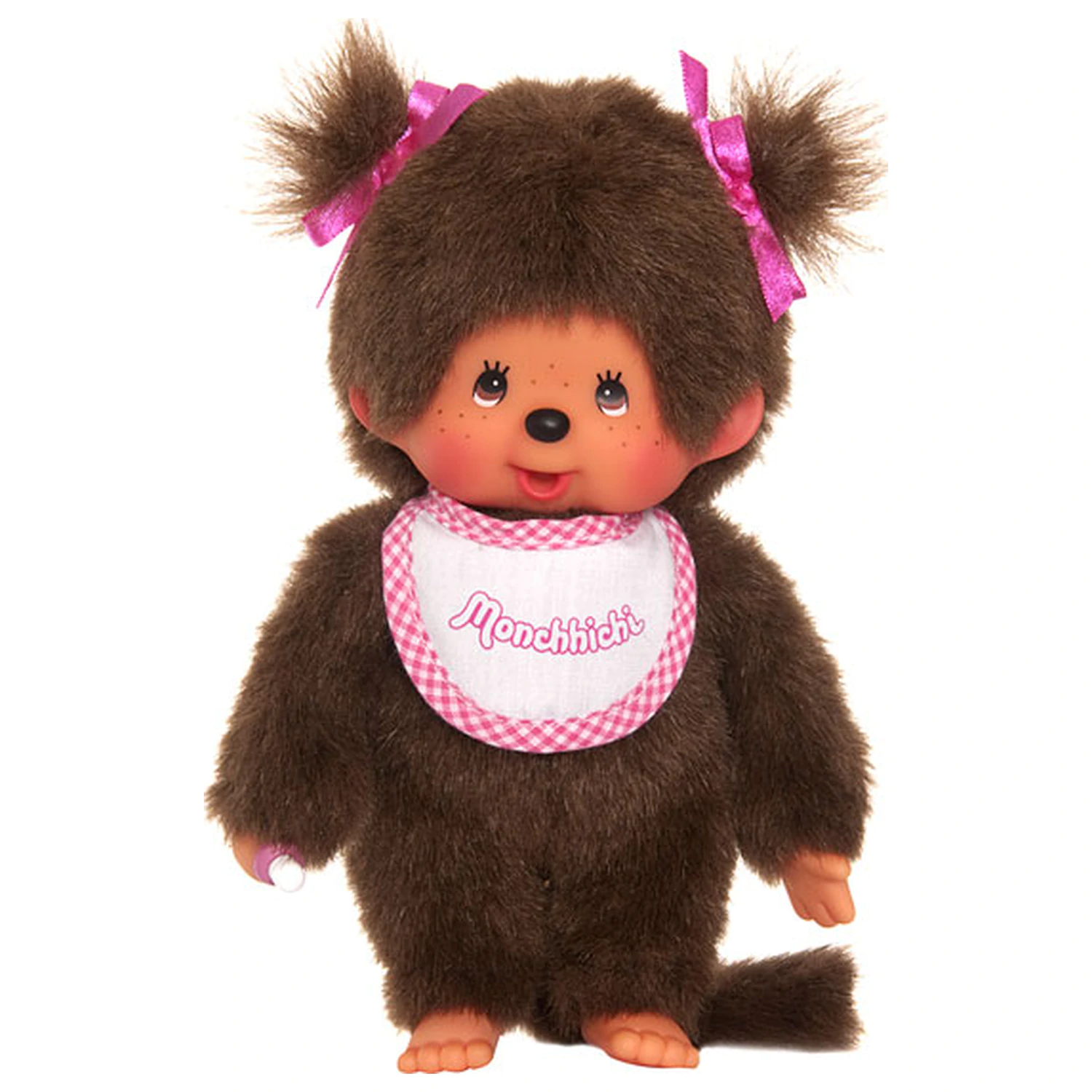 MONCHHICHI Girl Pink & White Bib Plush 20cm product photo