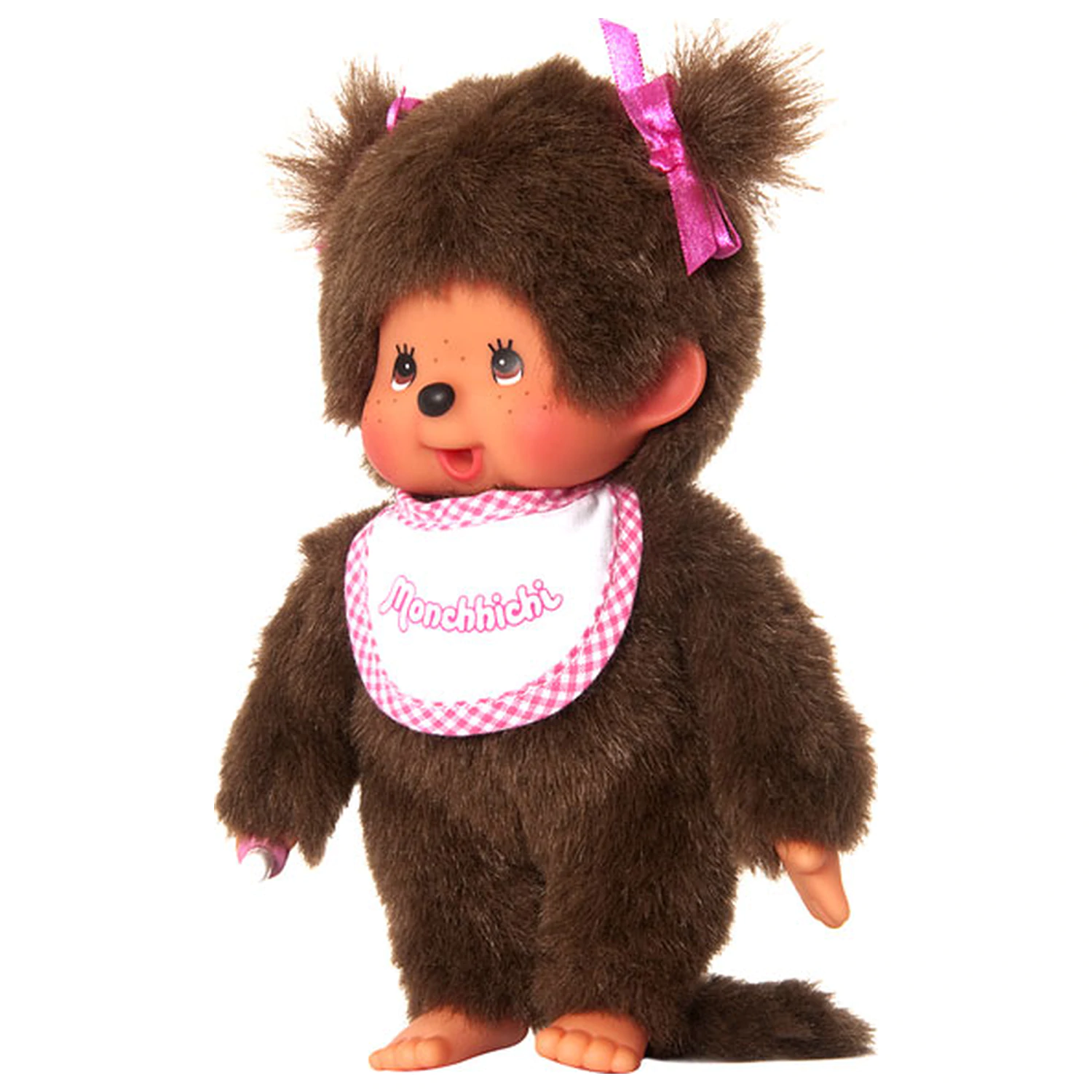 MONCHHICHI Girl Pink & White Bib Plush 20cm product photo