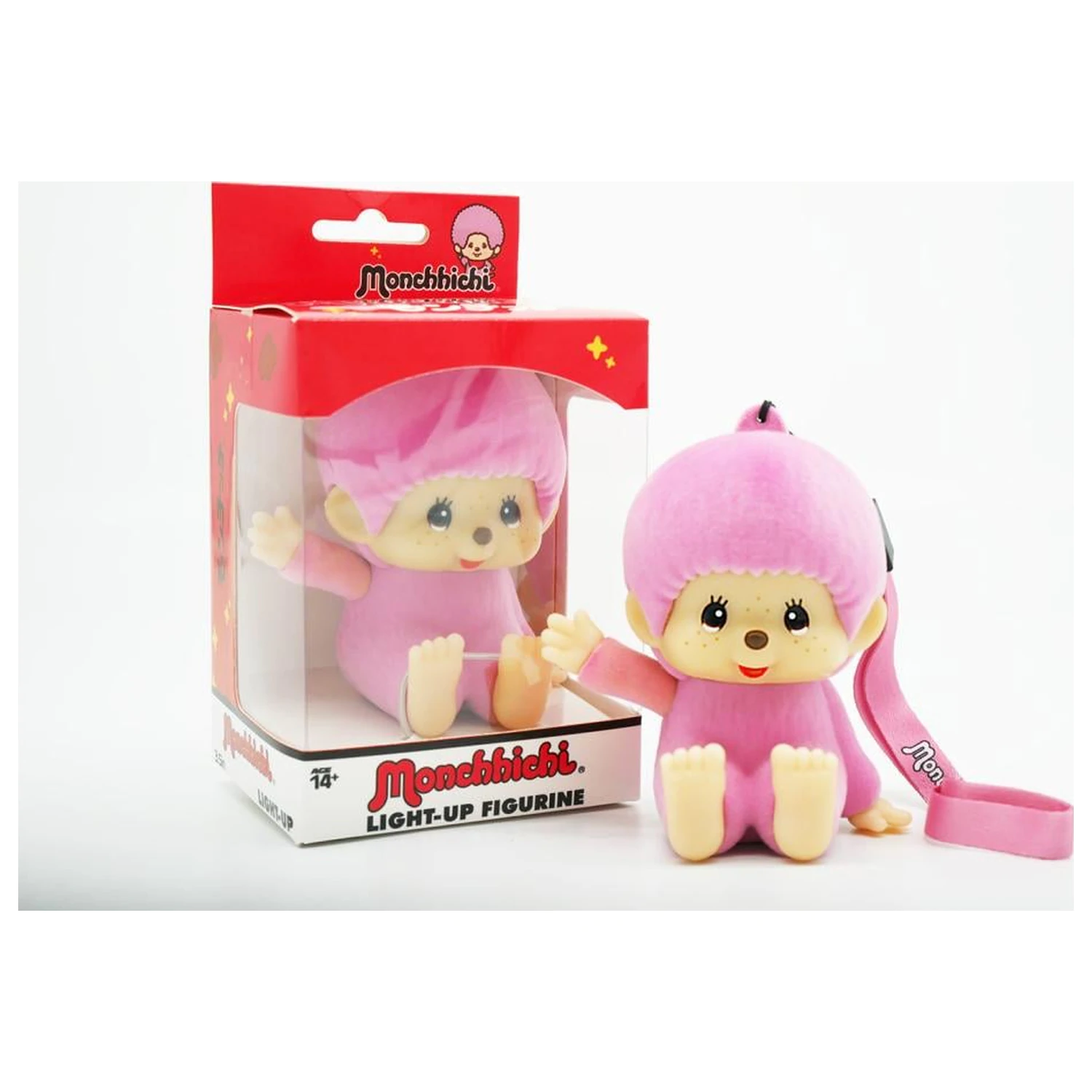 Monchhichi LED Light-Up Pink Figure 9cm product photo