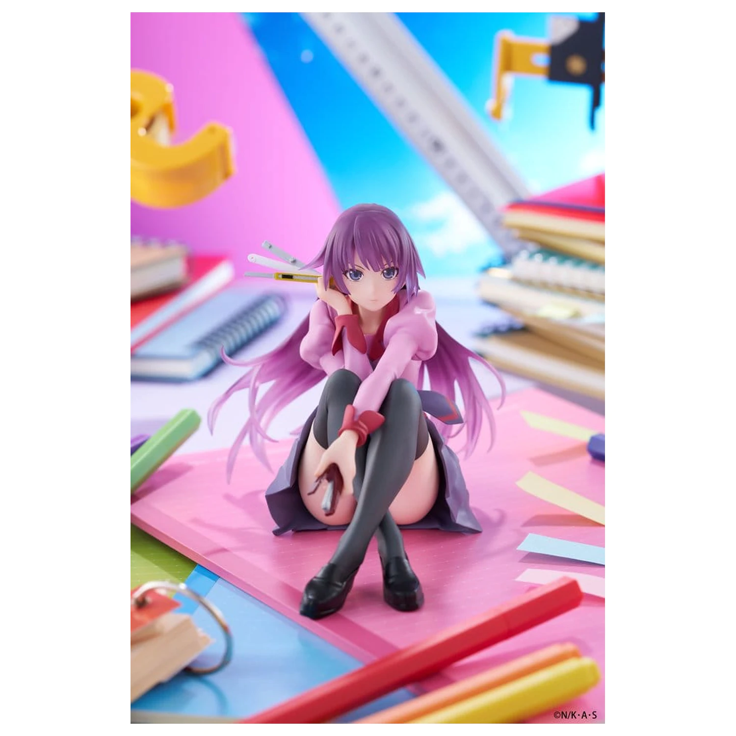 Monogatari PVC Statue Desktop Cute Figure Hitagi Senjougahara 13 cm product photo