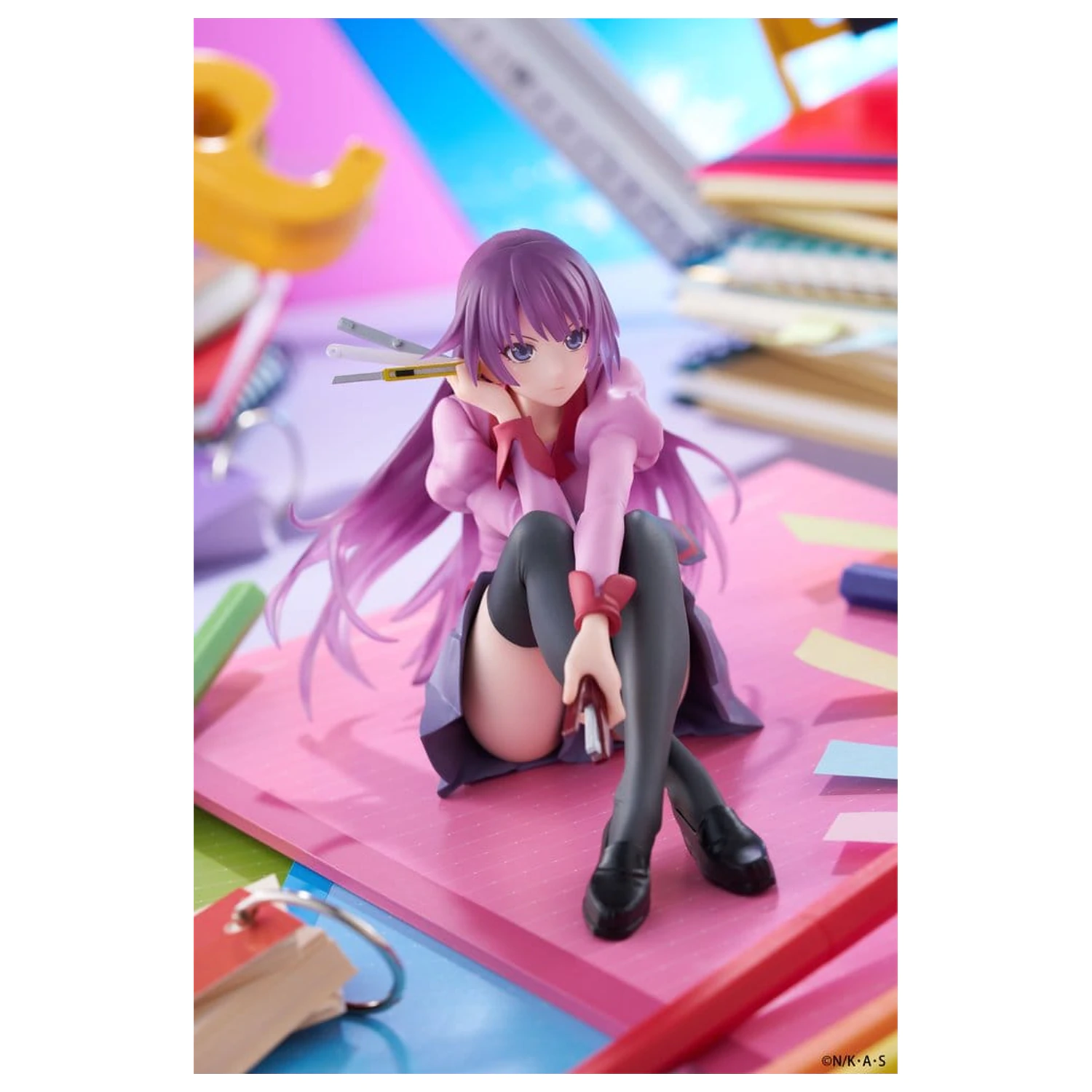 Monogatari PVC Statue Desktop Cute Figure Hitagi Senjougahara 13 cm product photo