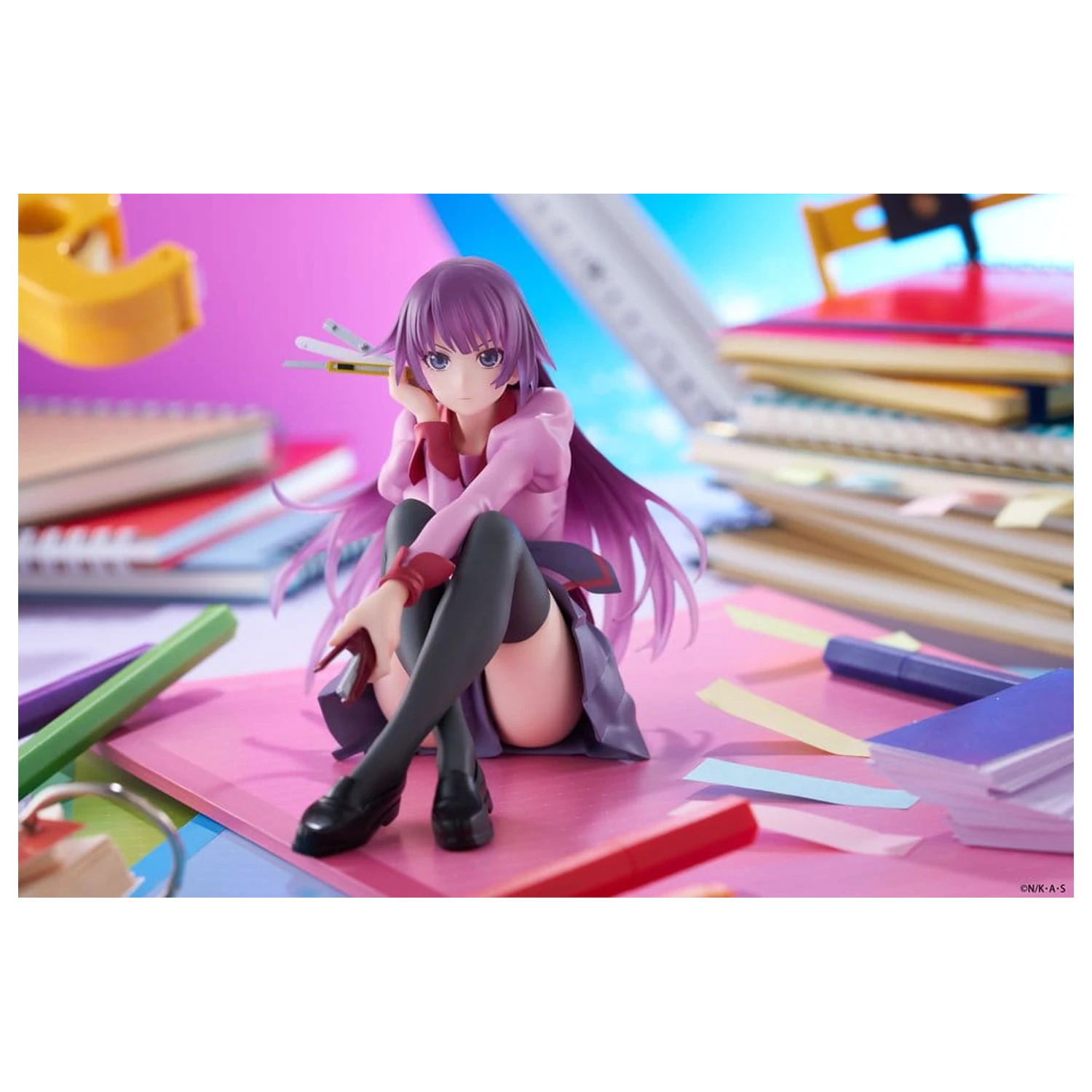 Monogatari PVC Statue Desktop Cute Figure Hitagi Senjougahara 13 cm product photo