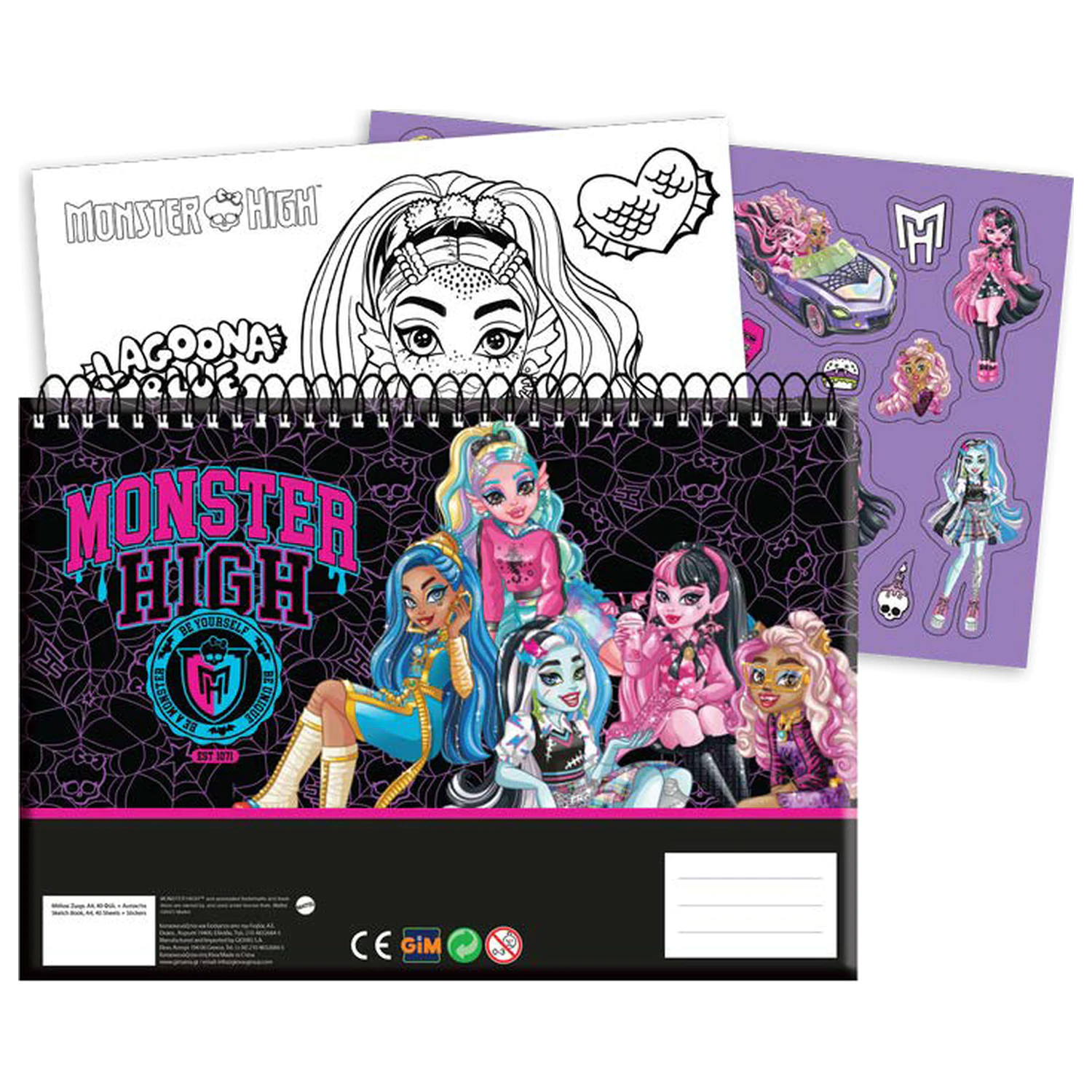 Monster High Crew A4 Spiral Sketchbook 40 Pages with Stickers product photo