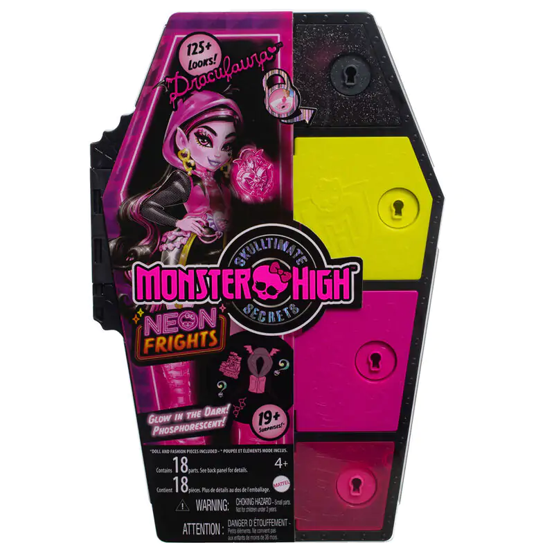 Monster High Skullmate Secrets Neon Frights Draculaura doll 25cm termékfotó