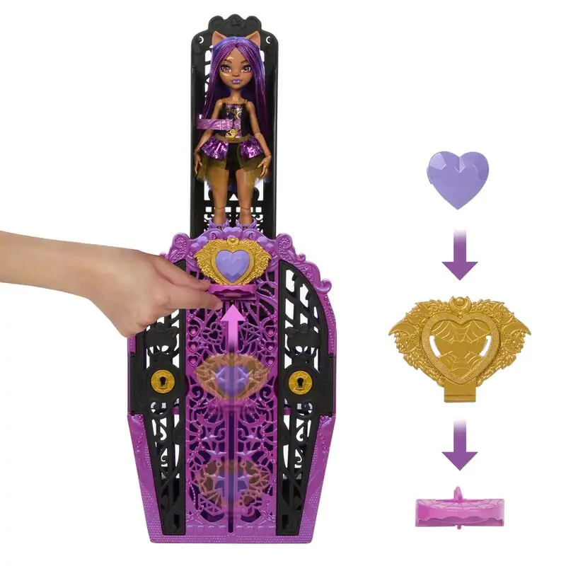 Monster High Skulltime Secrets Clawdeen Wolf doll + cupboard product photo