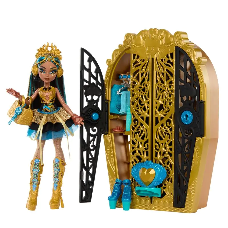 Monster High Skulltime Secrets Cleo de Nile doll + cupboard product photo