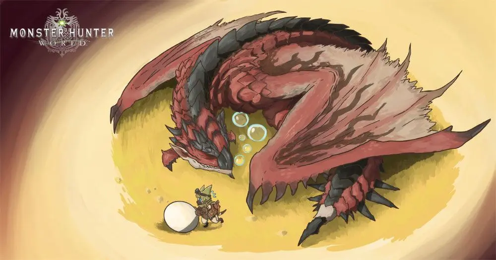Monster Hunter World Towel Rathalos &amp; Palico Egg Quest 70 x 35 cm product photo
