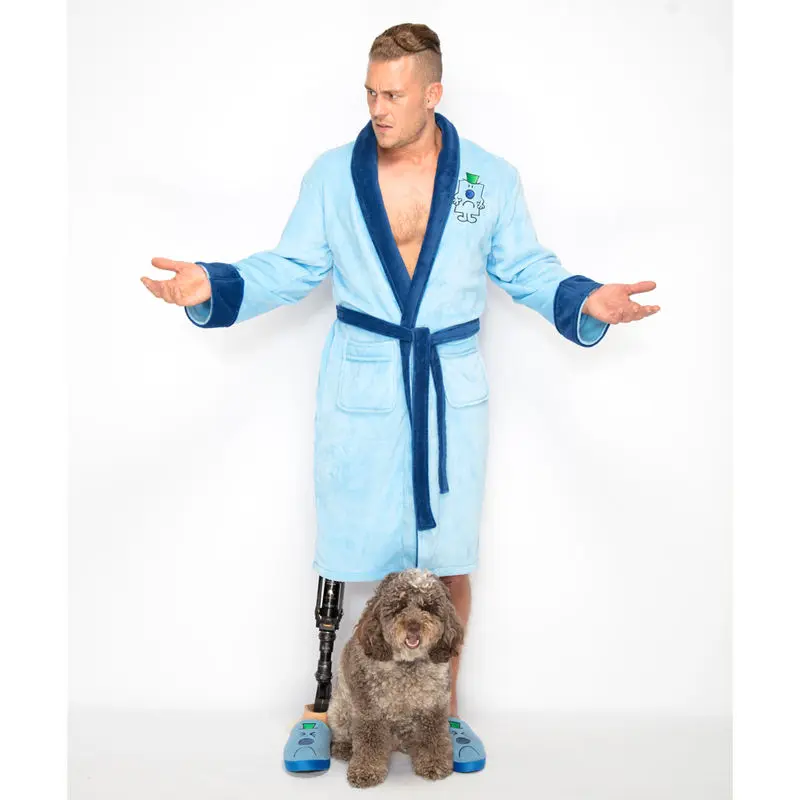 Mr Men Little Miss Mr Grumpy mens fleece bathrobe product photo