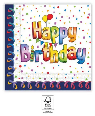 Multicolor Happy Birthday Napkins 20-piece 33x33 cm FSC product photo