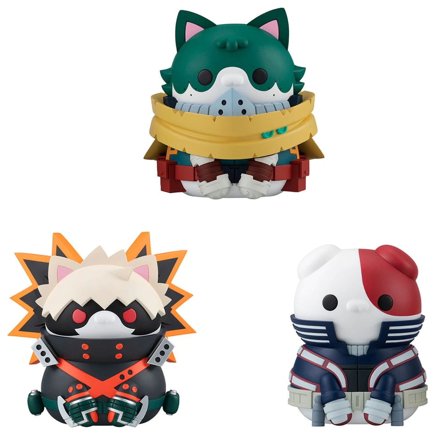 My Hero Academia Mega Cat Project Nyanto! The Big Heroaca Cats Series Trading Figure 3-Pack Izuku Midoriya & Katsuki Bakugo & Shoto Todoroki 12 cm     product photo