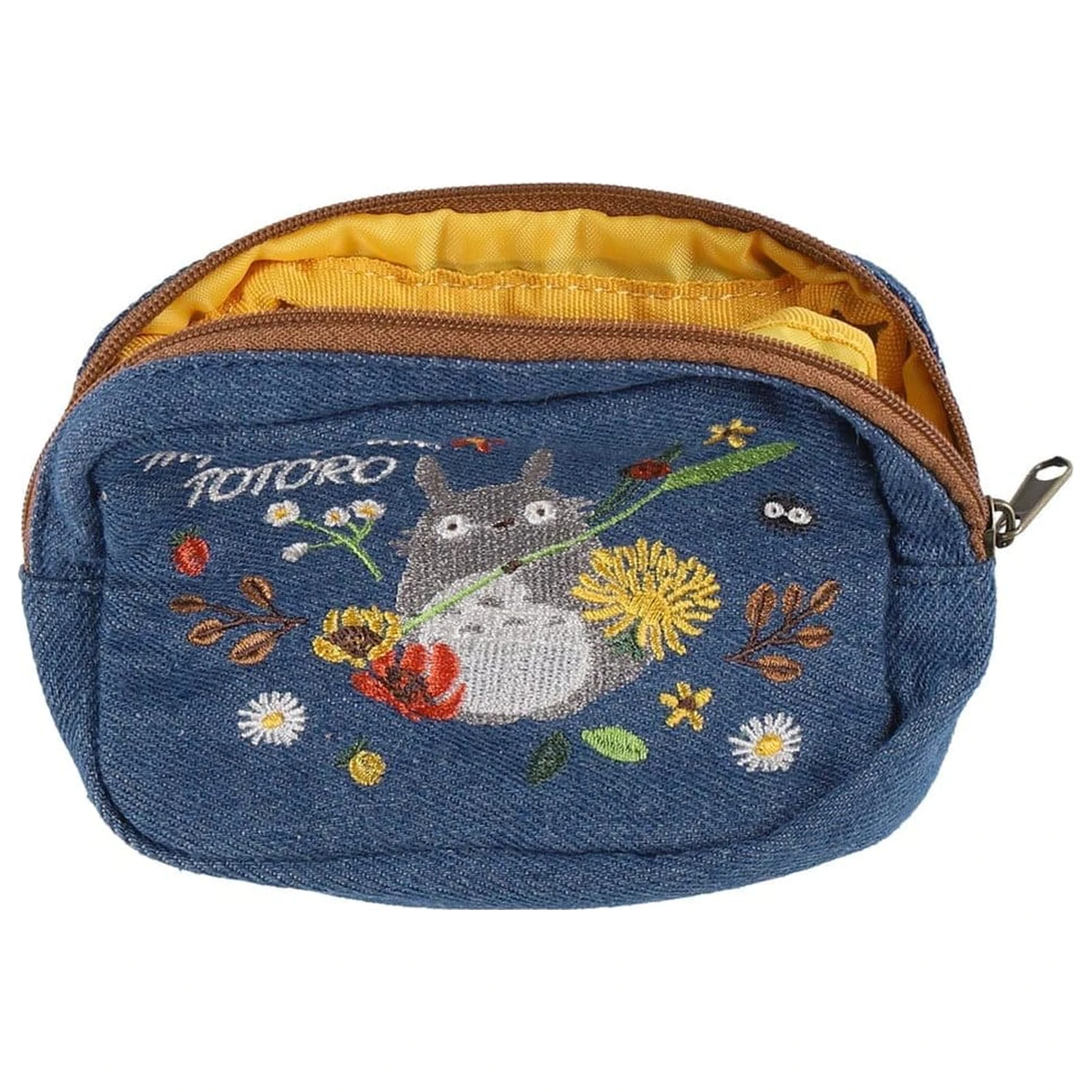 My Neighbor Totoro Denim Pouch Totoro & flower wreath product photo