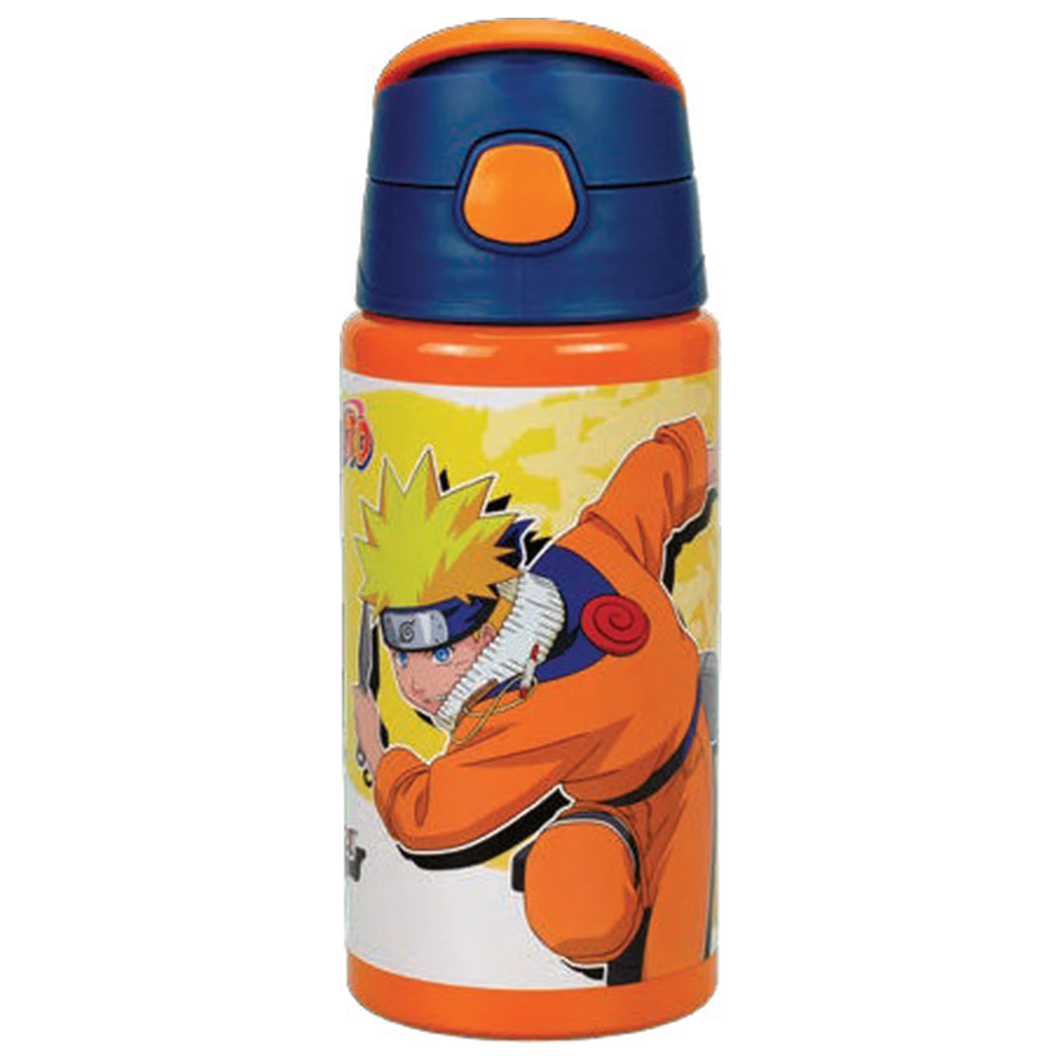 Naruto Fire Orange aluminum water bottle with straw and hanger 500 ml product photo