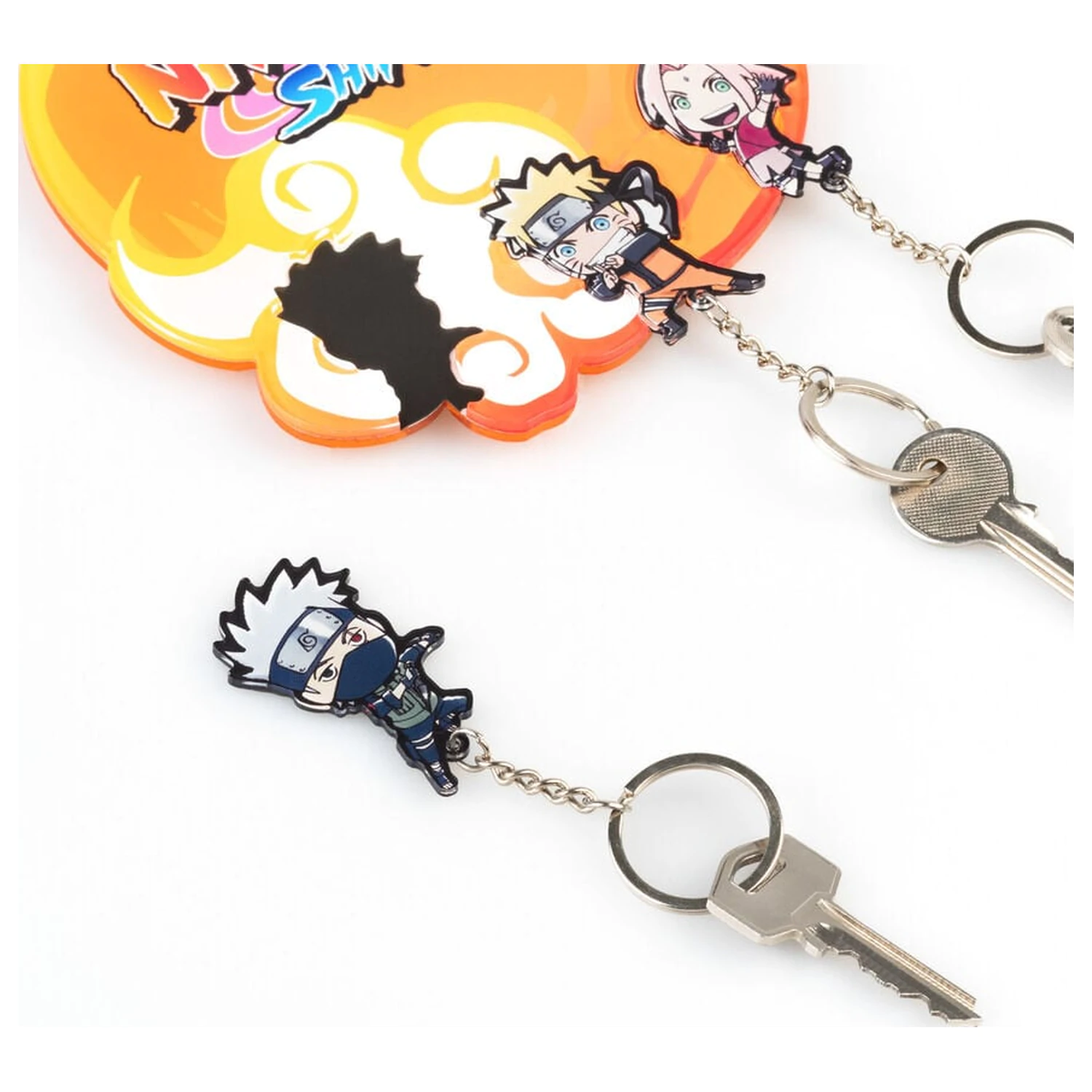 Naruto Shippuden wall key holder with 3 keychains product photo