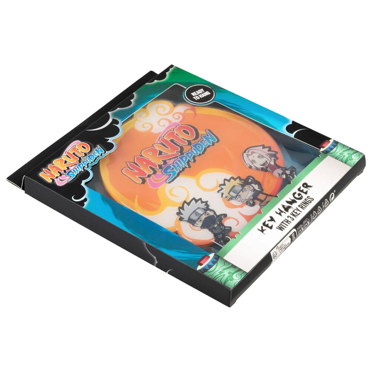Naruto Shippuden wall key holder with 3 keychains product photo